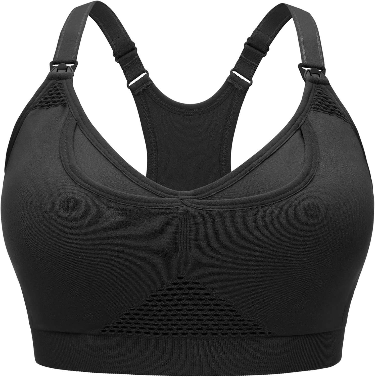 4HOW Pumping Bra Hands Free, Nursing Bras for Breastfeeding, Low-Impact Racerback Padded Maternity Sports Bra