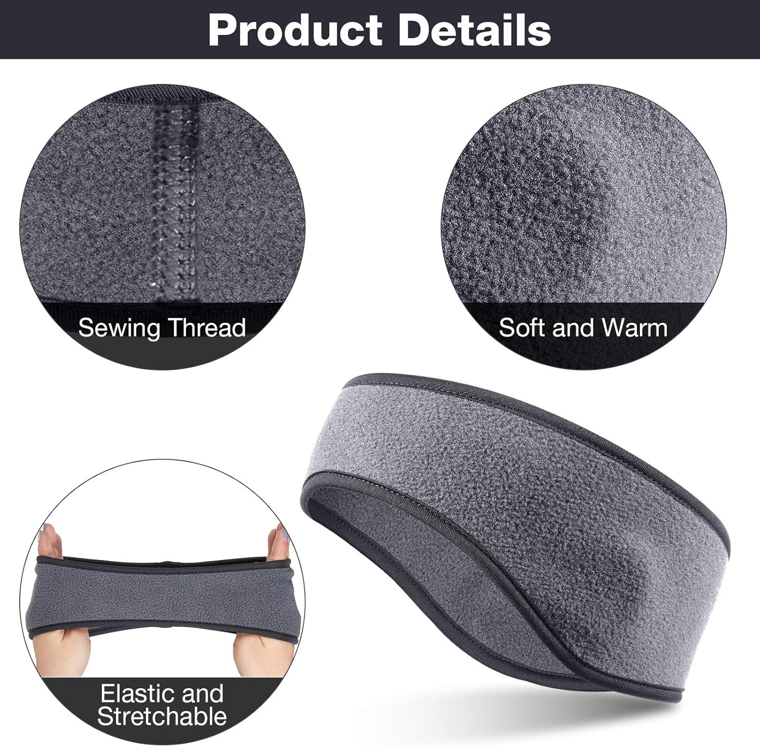 Syhood 4 Pieces Kids Fleece Headband Winter Ear Headbands Warmer Ear Muff for Child Outside Sporting Running - Image 3