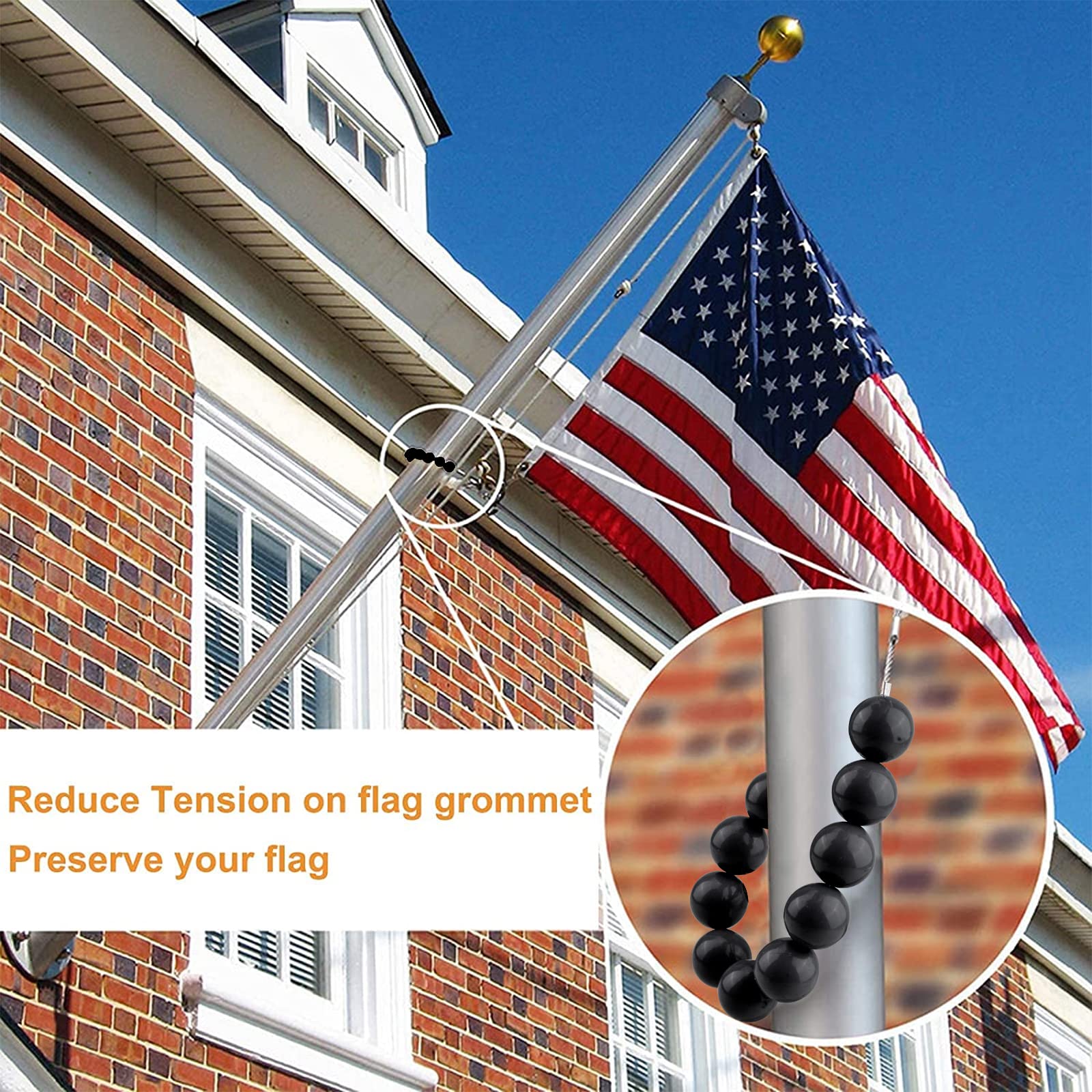 Accessoire Mât Drapeau Anti-enchevêtrement QWORK Anneaux De Montage Pour Mât Drapeau - Aluminium Rotation 360° - Anti-enchevêtrement Bandiera Ucraina