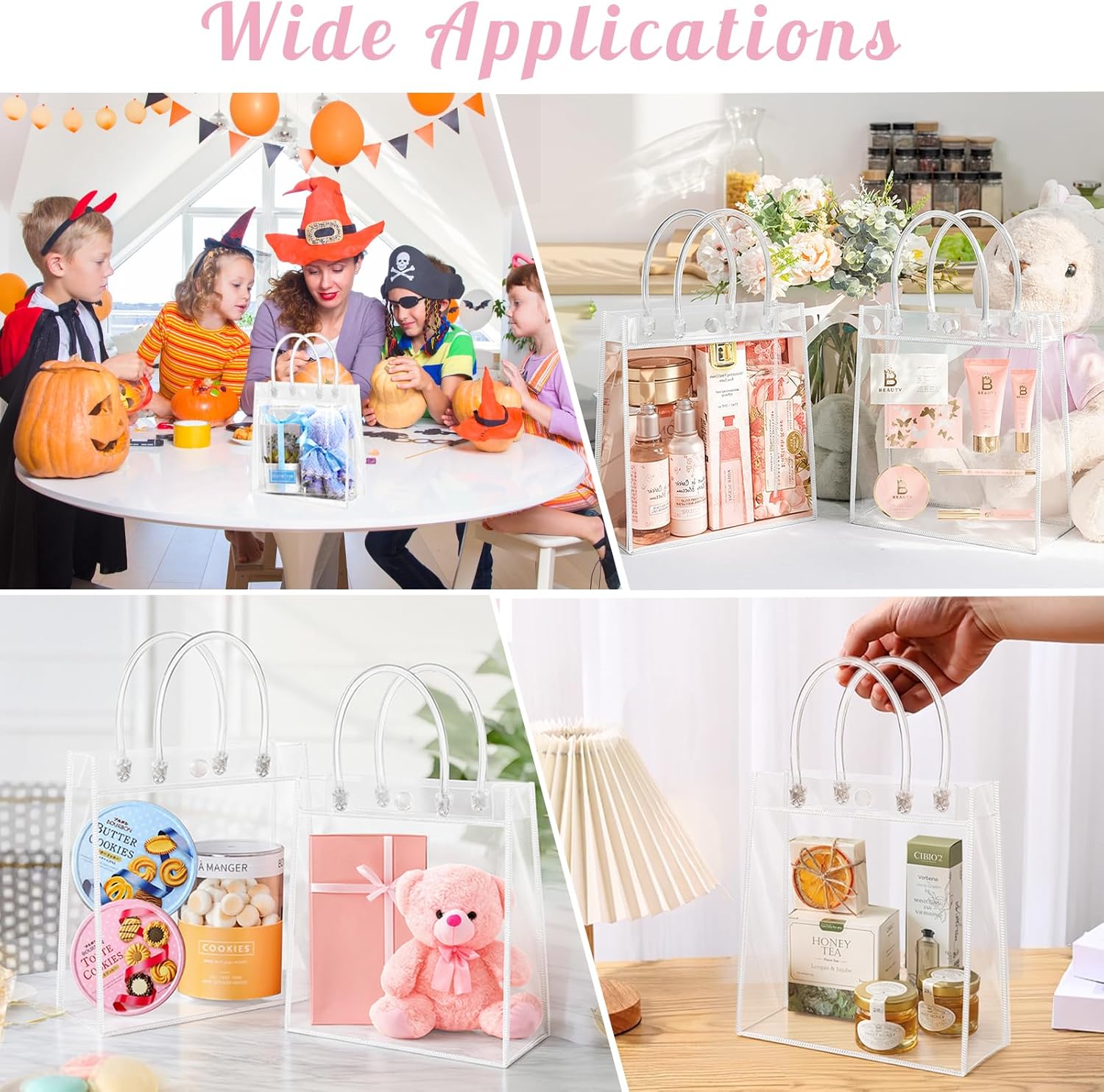 Okxiri 15 PCS Clear PVC Gift Bags with Handles,Small Reusable Plastic Party Favor Bags, Transparent Goodie Bags for Wedding,Baby Shower, Birthday (6.1" x 6.1" x 2.7") - Image 7