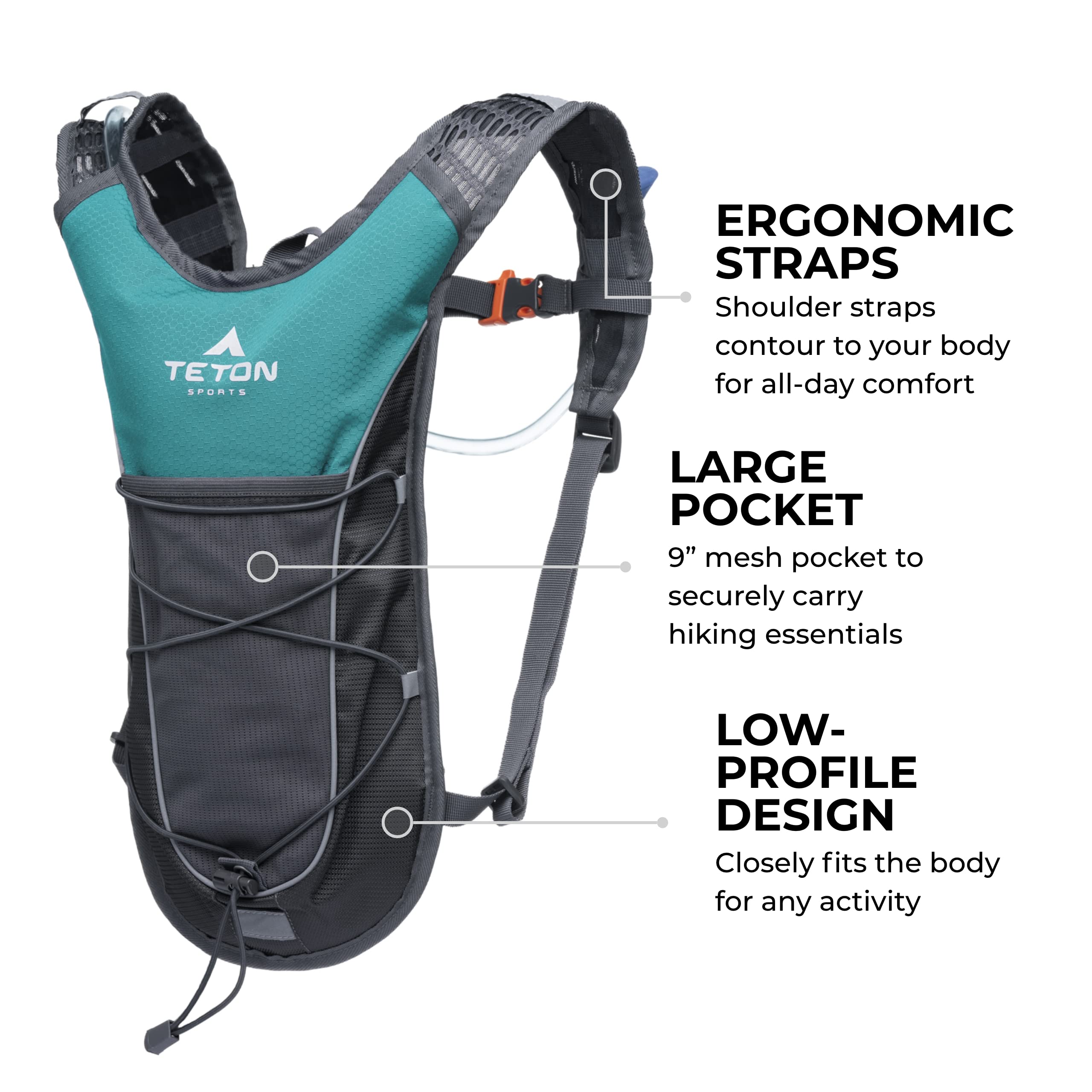 TETON Sports TrailRunner 2 Hydration Pack; 2-Liter Hydration Backpack with Water Bladder; for Backpacking, Hiking, Running, Cycling, and Climbing