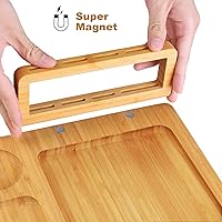 Vista 2 de Juego de tablas de queso de bambú, tablas de charcutería y plato de carne para servir, bandeja de queso con 4 cuchillos de queso de acero