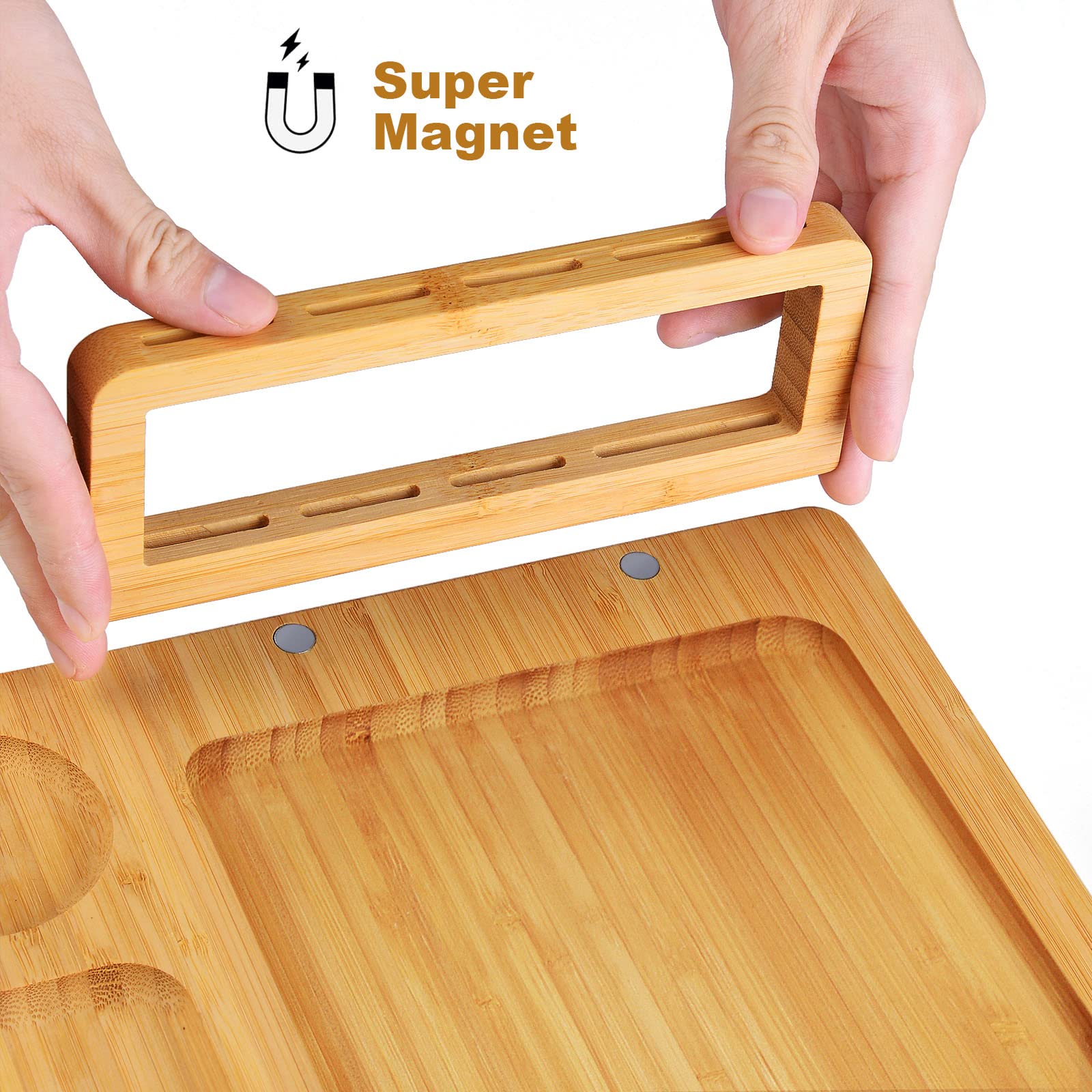 Xergur Bamboo Cheese Board Set - Charcuterie Boards and Serving Meat Platter, Cheese Tray with 4 Stainless Steel Cheese Knives Cutting Board Platter, Ideal for Halloween, Wedding, Christmas Gifts