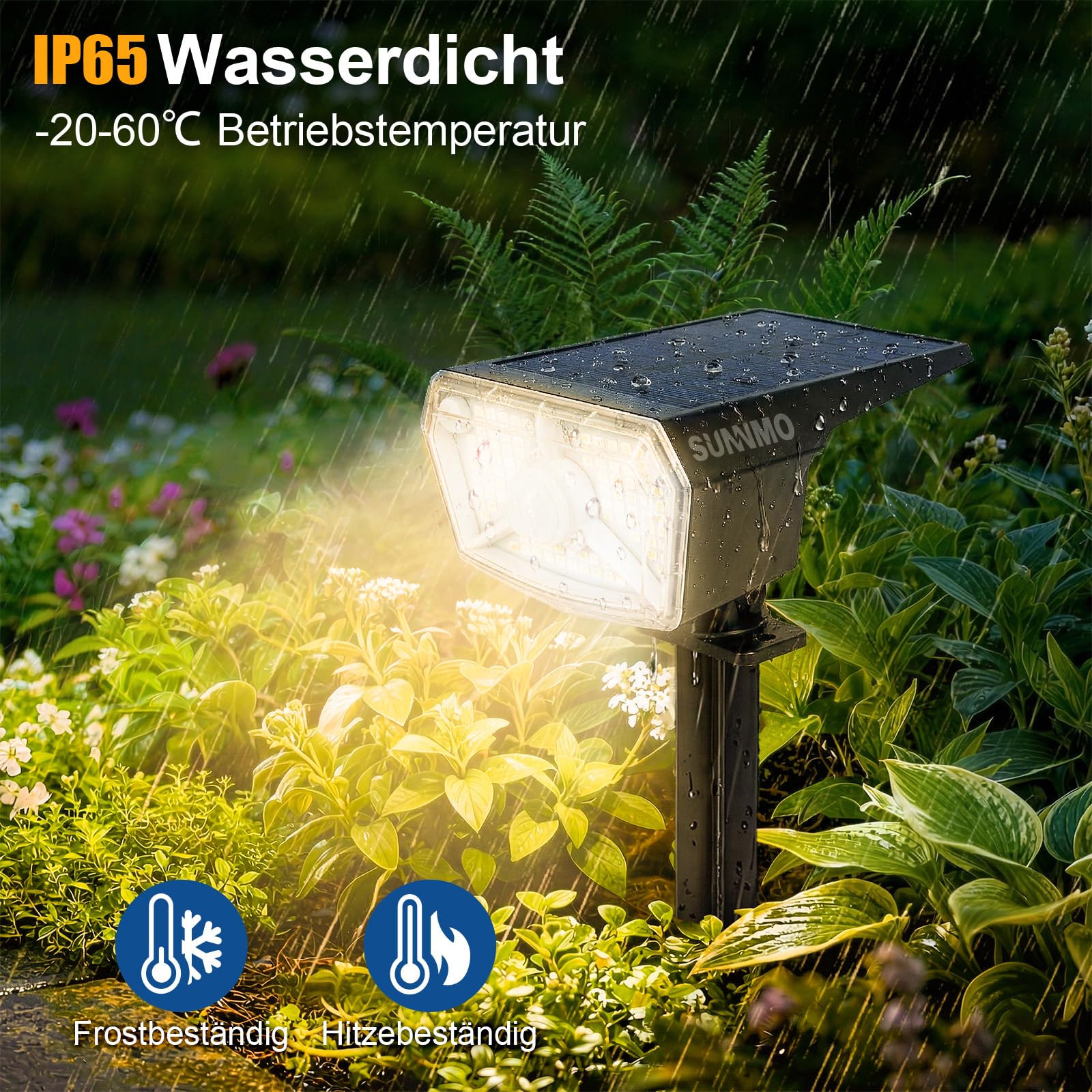 Solarlampen für Außen mit Bewegungsmelder, Solarleuchten Garten 104 LED 3Modi Wetterfest IP65 Wasserdicht, Solar Gartenleuchten Solarstrahler für Außen Garten sehr Hell Warmweiß 3000K, 4 Stück