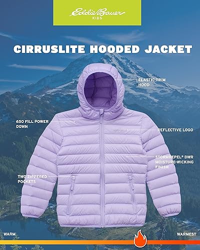Miniatura 3 de Eddie Bauer CirrusLite - Chaqueta de plumón resistente a la intemperie para niñas, acolchado con aislamiento acolchado de burbujas (3-20)