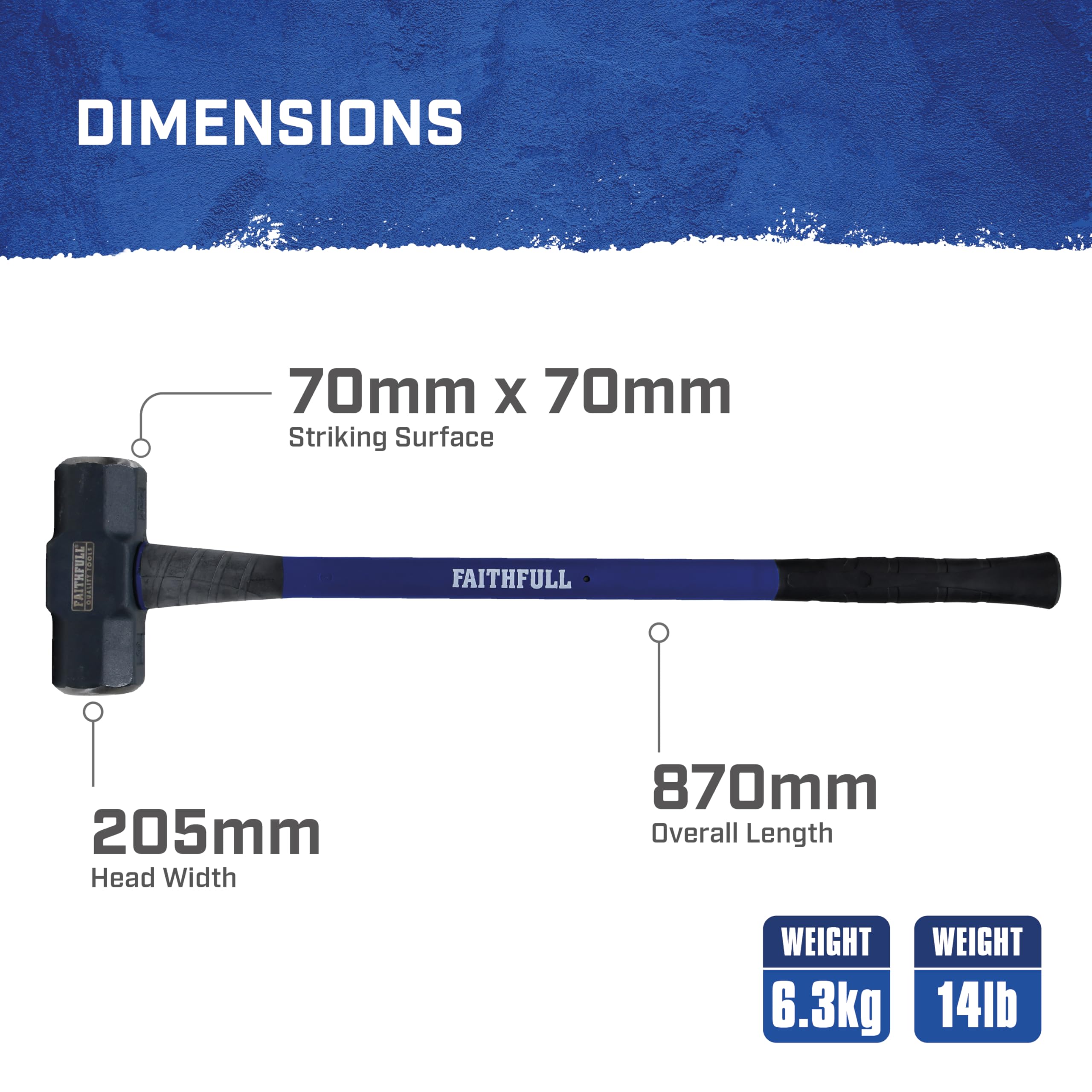 Faithfull - Mazza in fibra di vetro, 6,35 kg