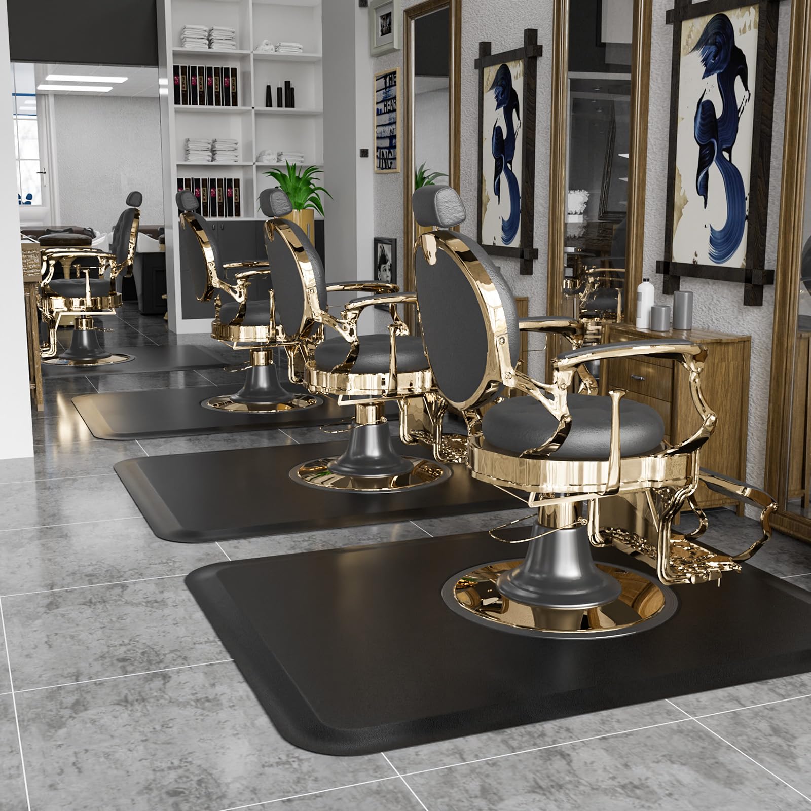 mefeir 4’x 5’x 1/2'' Thick Salon Mat for Hair Stylist, Barber Floor Mats with Round Base, Salon Chair Mat Comfort Standing, Barbershop Beauty Spa Equipment — Amazon image 8