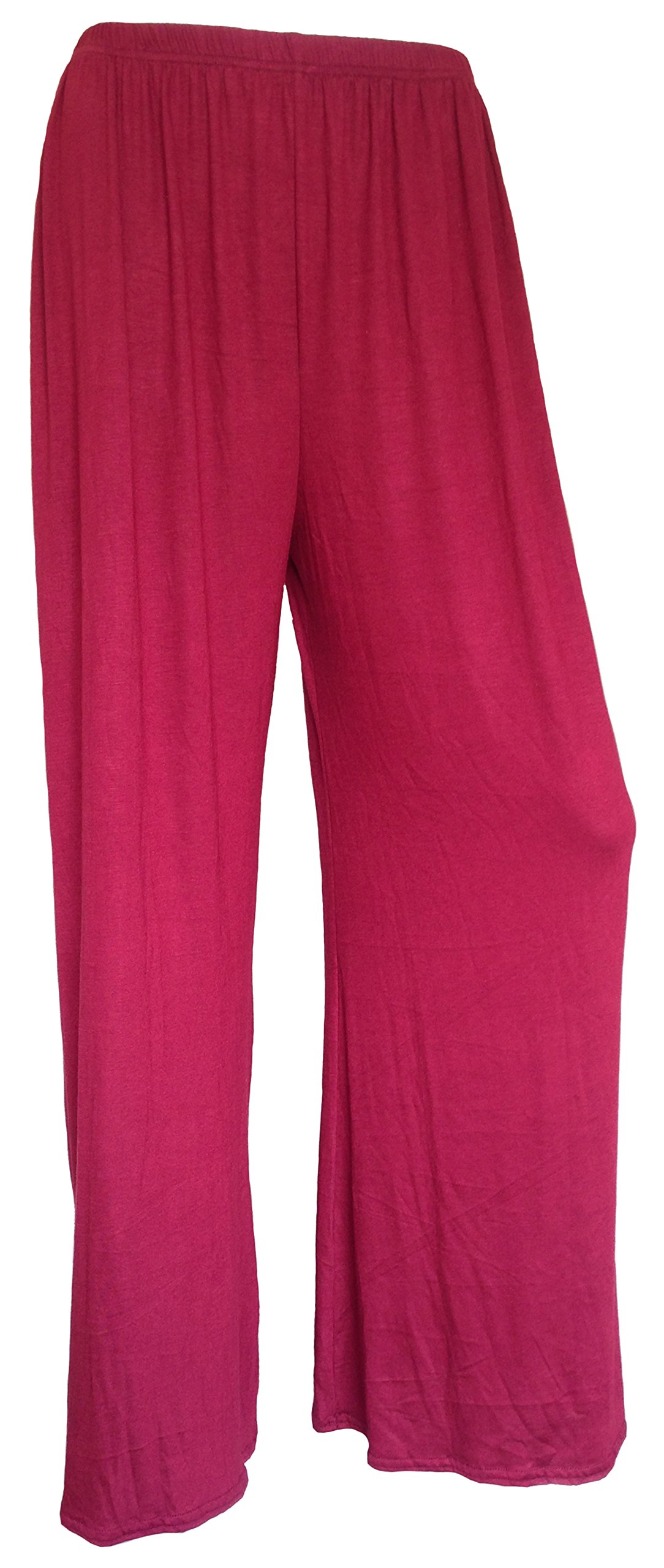Xubidubi Women's Wine Plain Palazzo Trousers Wide Leg Flared Paints Uk