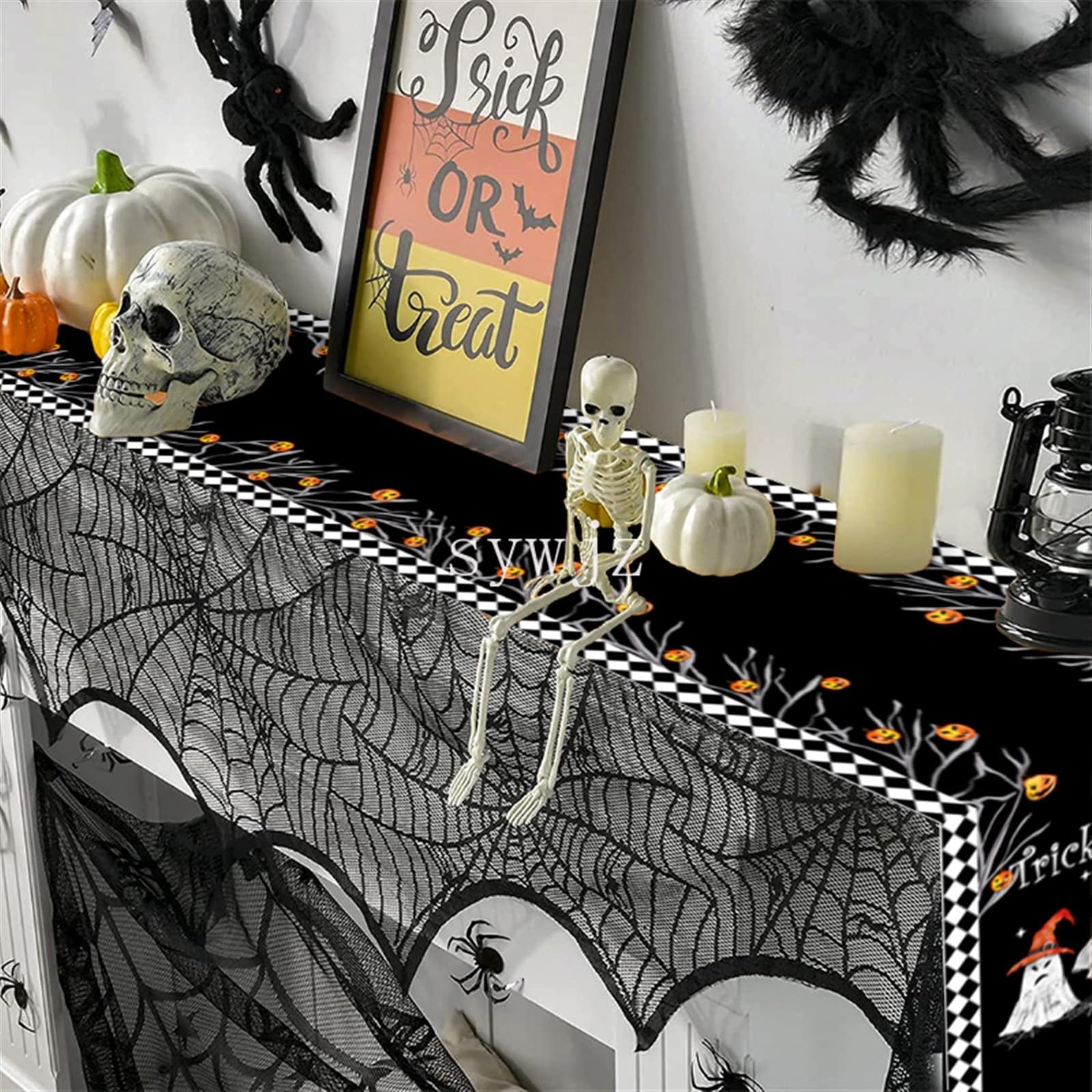 Bieżnik Na Halloween W Kształcie Dyni, Lniany Bieżnik Na Stół Wzór Pająka Prezent Świąteczny Strona Główna Przyjęcie Świąteczne Mata Na Stół Dekoracje Ślubne Wystrój stołu(12,200x33cm)