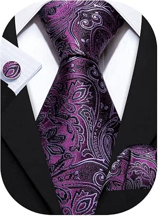 Barry.Wang Men's Silk Tie Set With Pocket Square & Cufflinks - Solid Color Formal Set - View #11