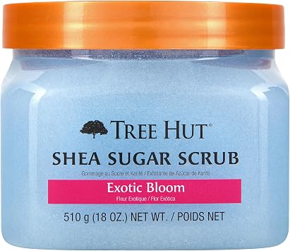 Tree Hut Shea Sugar Scrub Exotic Bloom, 18oz, Ultra Hydrating and Exfoliating Scrub for Nourishing Essential Body Care