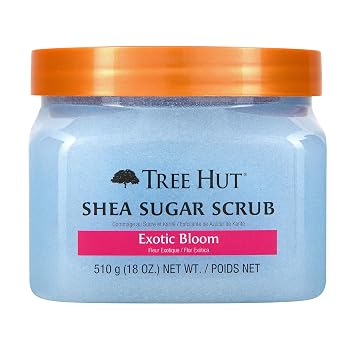 Tree Hut Exotic Bloom Shea Sugar Scrub, Exfoliating, Hydrating & Moisturizing Body Scrub with Shea Butter & Nourishing Essential Oils, Smooth & Soften Skin, 18 oz