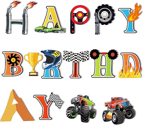Miniatura 2 de Cartel de cumpleaños de camión monstruo, suministros de fiesta de camión monstruo, pancarta de monstruo de máquina de monstruo, decoración de fiesta