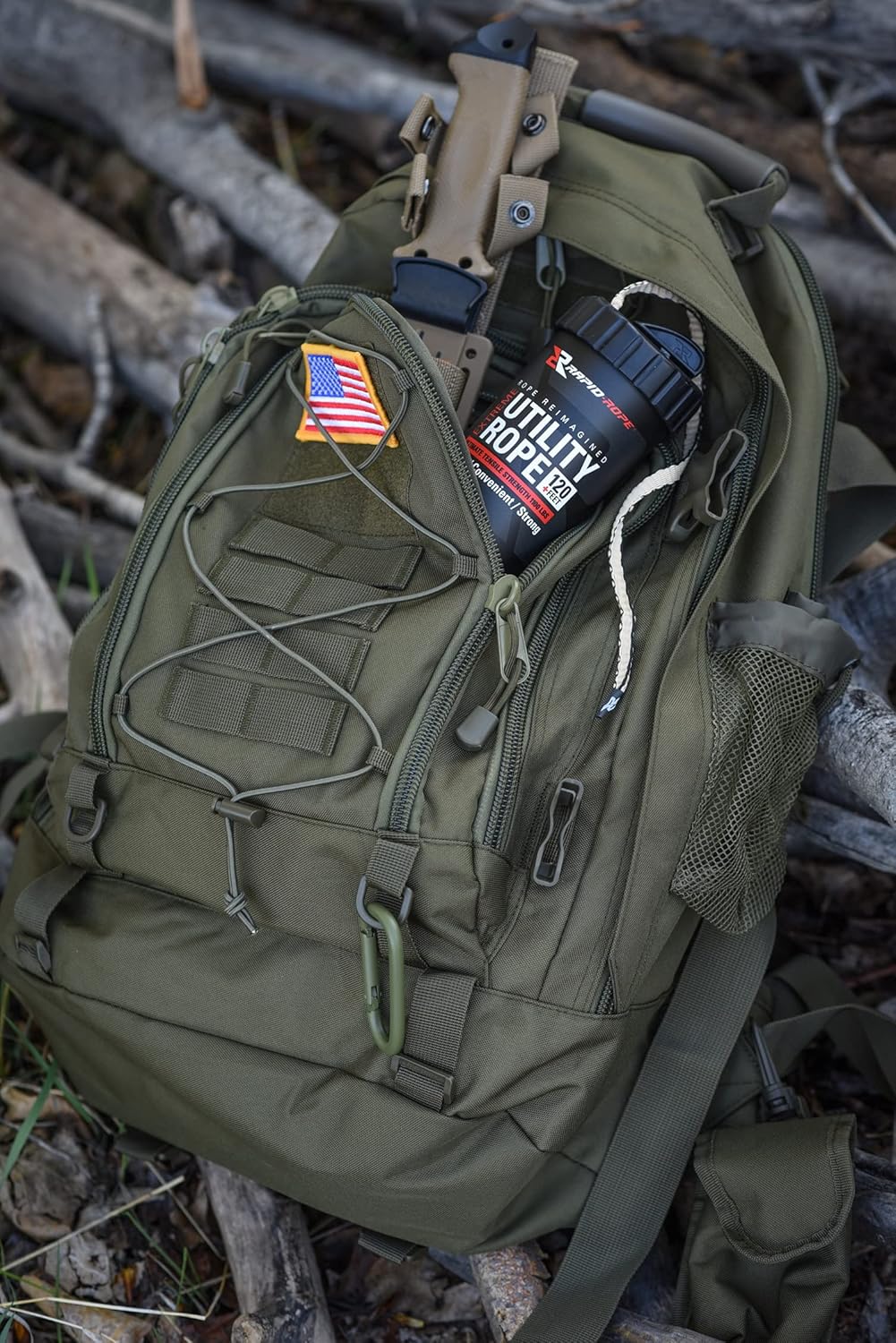 Rapid-Rope Multipurpose Non-Tangle Rope, Camping, Hiking, Hunting & Fishing, Paracord, Multitool Tactical Gear, Must Have for Survival Kit, Climbing Essentials, Tow or Tie Down Rope, Green : Sports & Outdoors