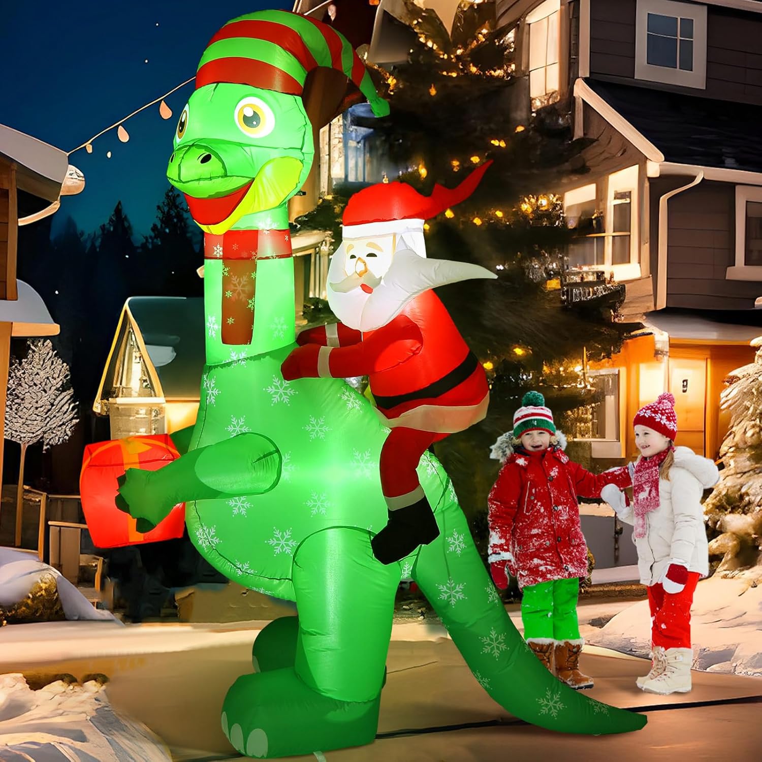 Bencailor 5.25 ft Christmas Inflatable Outdoor Decorations Signs Blow up Santa Claus Ride Motorcycle Yard Decorations Built-in LED Lights for Yard Garden Lawn Decor Party Favor