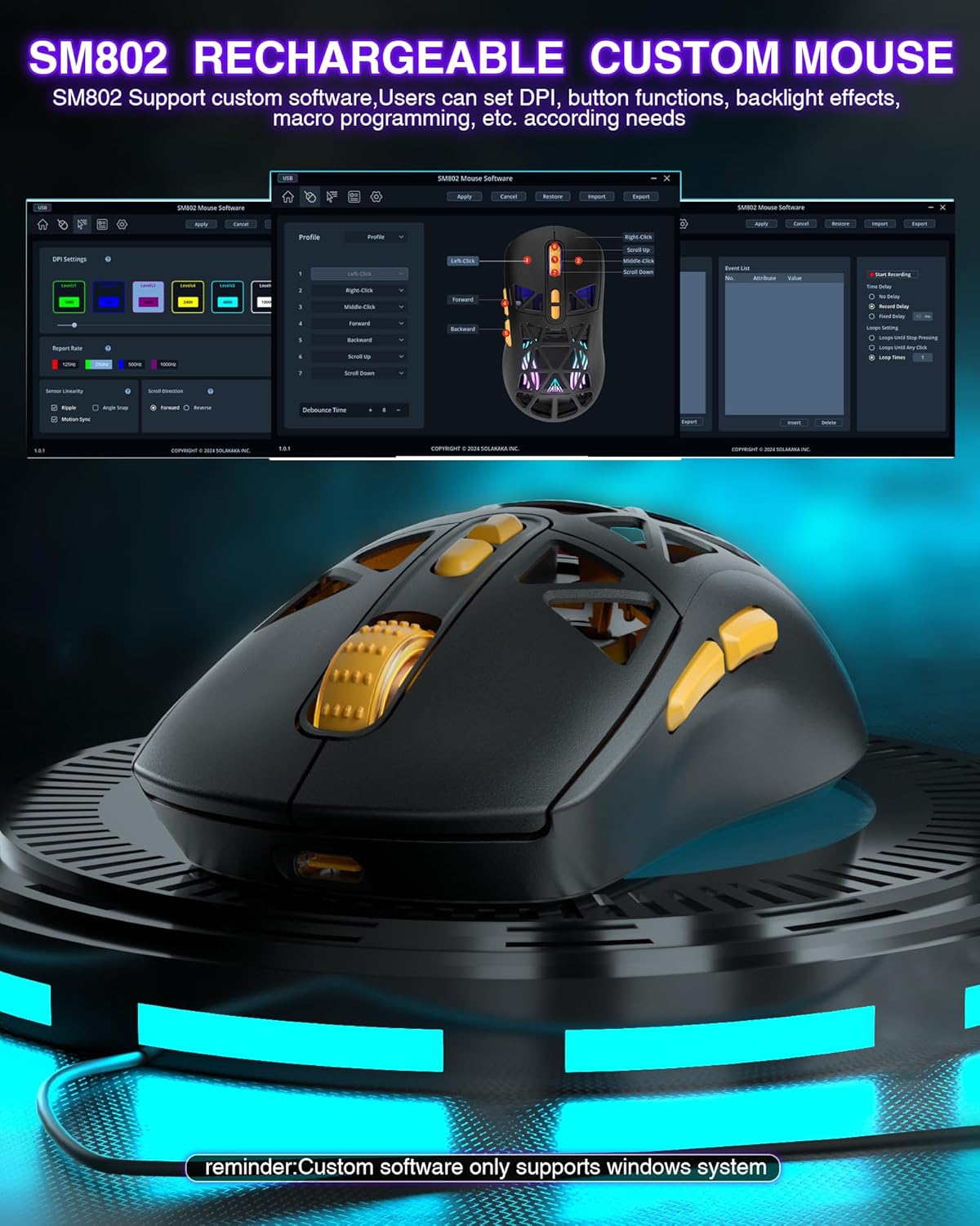 Image demonstrating the interchangeable hollowed-out and classic shells of the SOLAKAKA SM802 mouse, allowing for different styles.