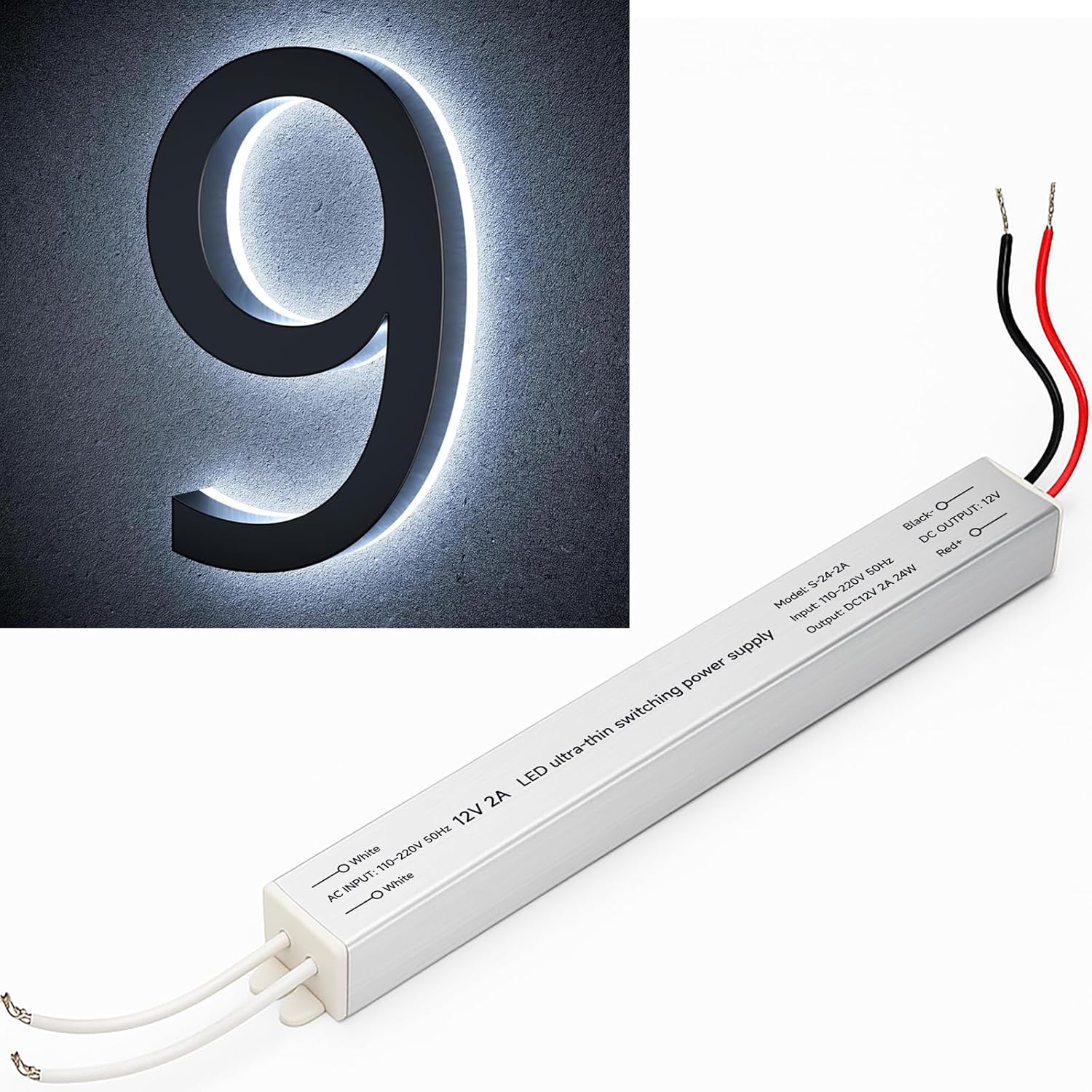 House Numbers with 12V Adaptor