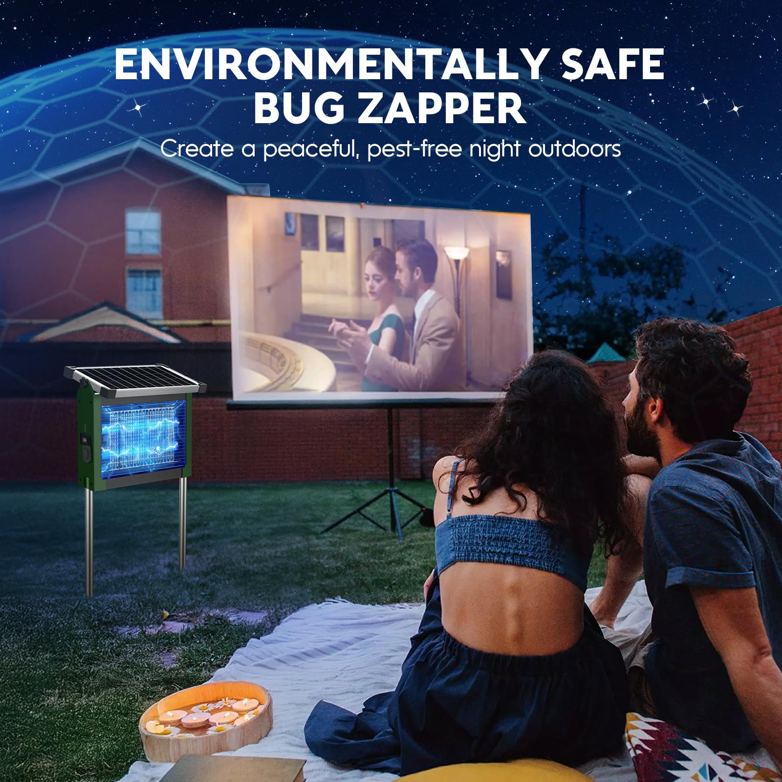 Solar Bug Zapper Outdoor Wasserdicht Moskito Zapper Outdoor Solarbetrieben 4500V Elektrischer Insektenvernichter Indoor w/Smart Lichtsensor Mückenfalle Fliegenvernichter für Terrasse Küche Garage Hof