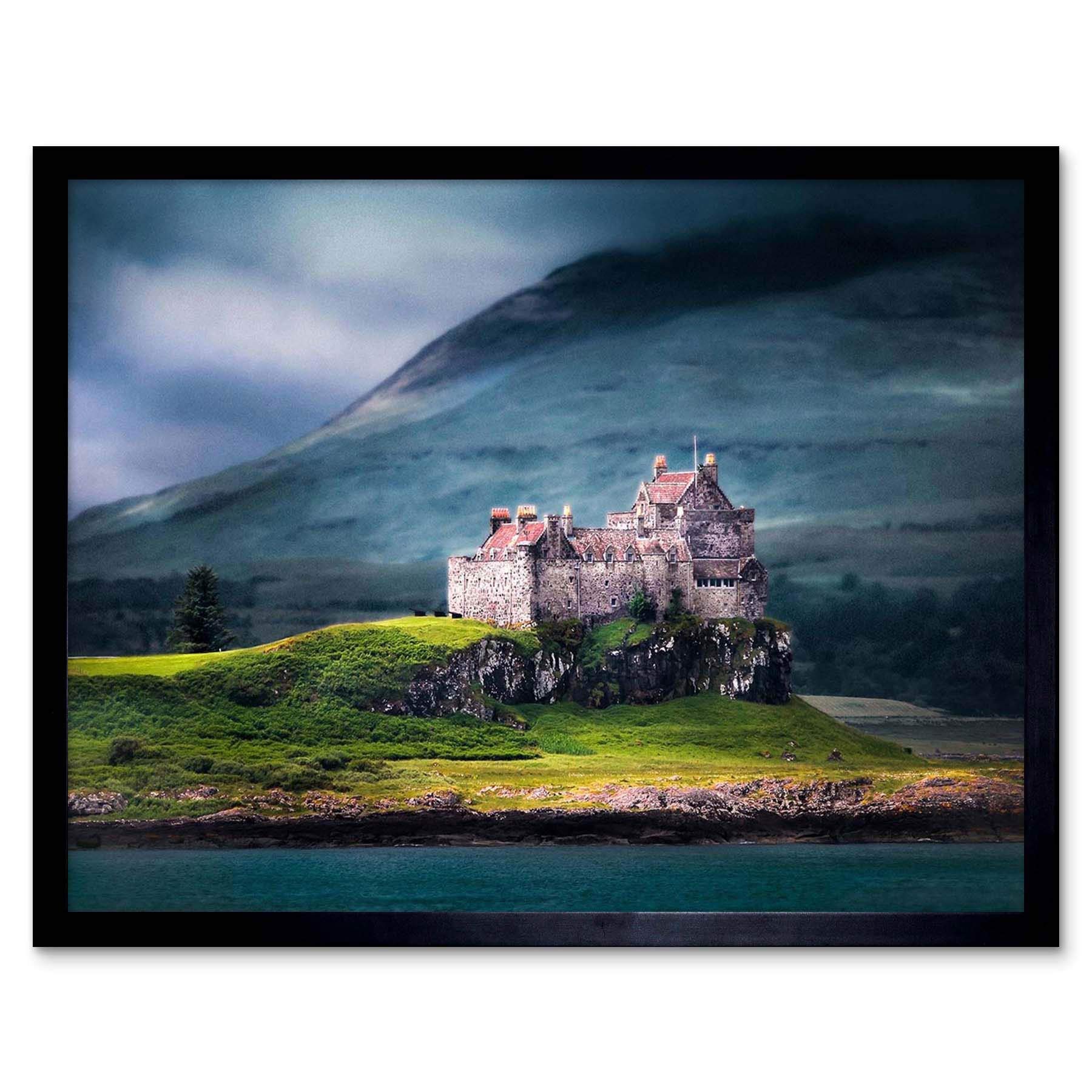 Wee Blue Coo Duart Castle Scotland Isle Mull Art Print Framed Poster Wall Decor 12X16 Inch