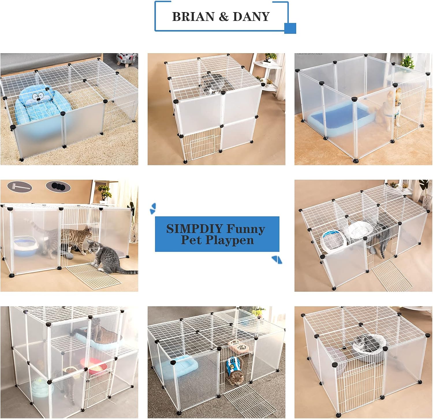 BRIAN & DANY 2-Tier Small Animals Playpen, Portable Pet Playpen Indoor with 2 Doors for Puppy, Hamsters, Guinea Pig, Rabbits - 28 Panels, 43.1" x 27.5" x 27.5"