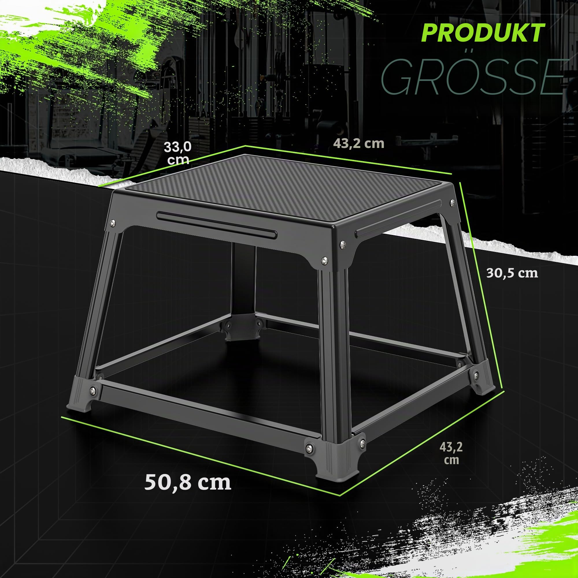 GanFindX Plyometrische Sprungbox aus Metall, 30,5 cm mit 43,2 x 33 cm Oberfläche, Stahl-Plyo-Box, Heim-Fitness-Training, Beweglichkeit, Ausdauer, Konditionierung, Krafttraining