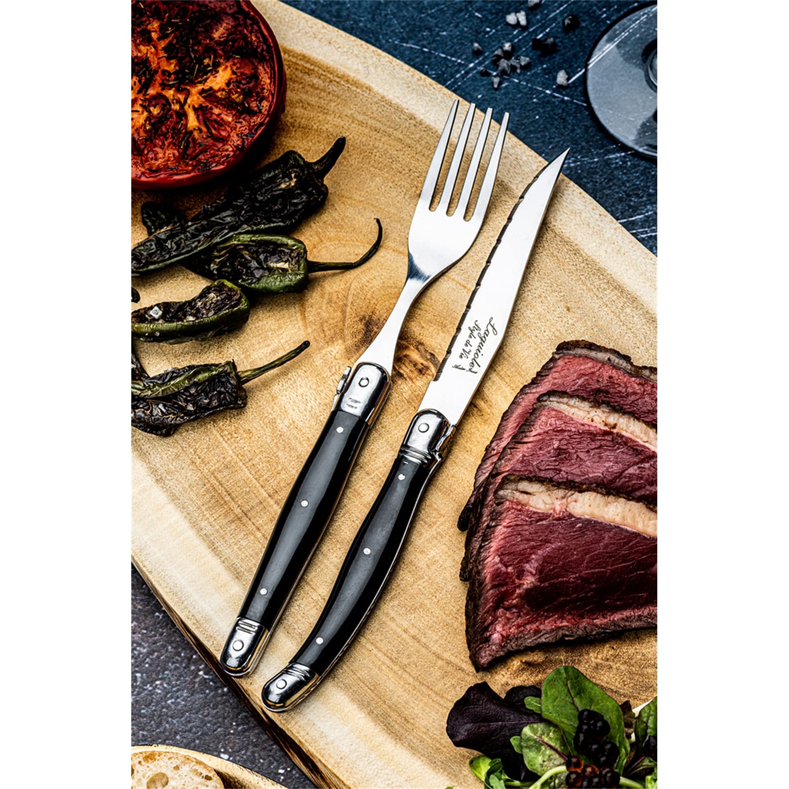 Laguiole Style de Vie Juego de 6 tenedores Premium Line, color negro