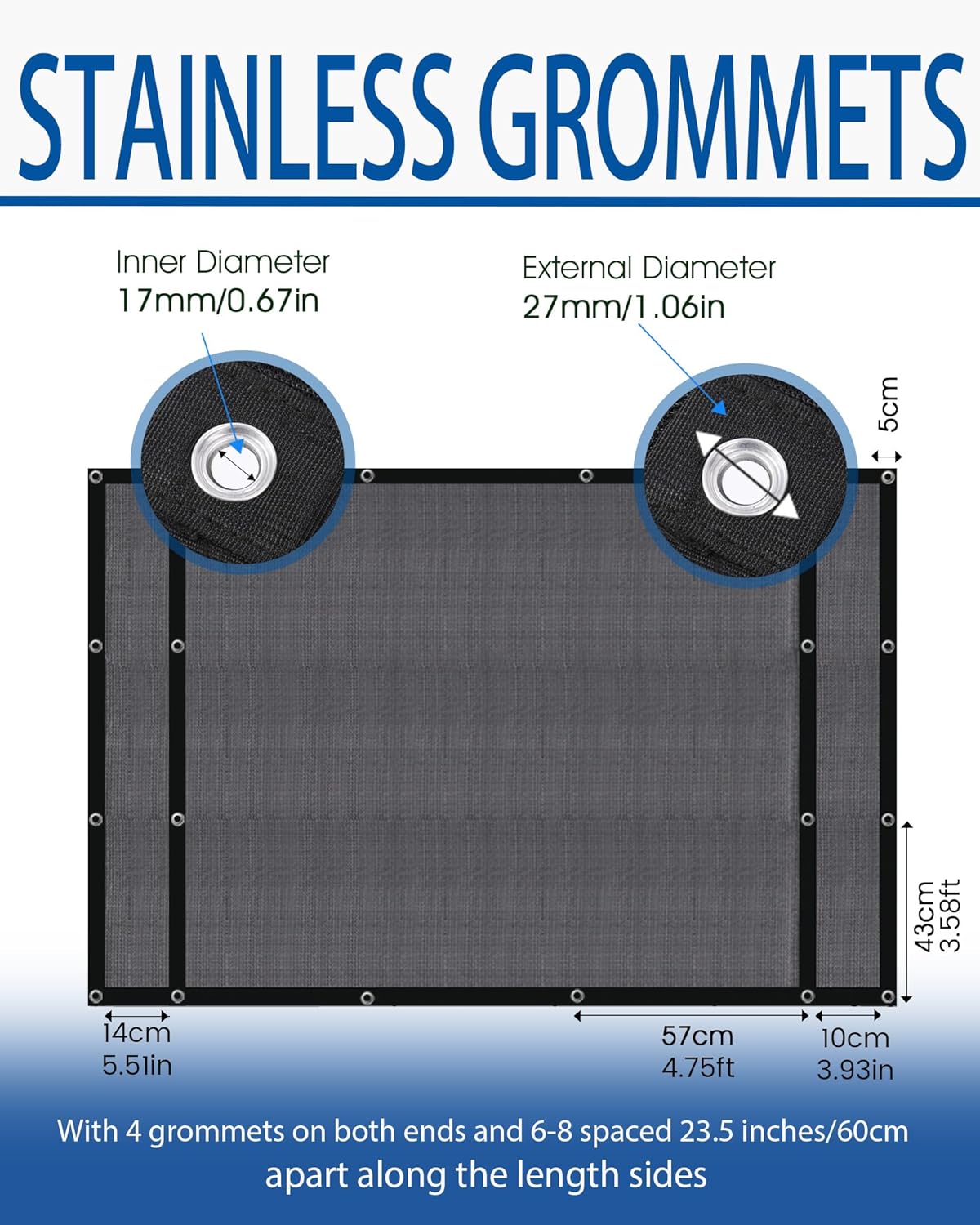FoundGo 7'X 14' Dump Trailer Tarp Kit, Heavy Duty Dump Trailer Tarps Mesh Tarp with Grommets, Air Flow Trailer Replacement Tarp for Dump Truck Bed Cover, with 2 Pockets fit Dump Truck System
