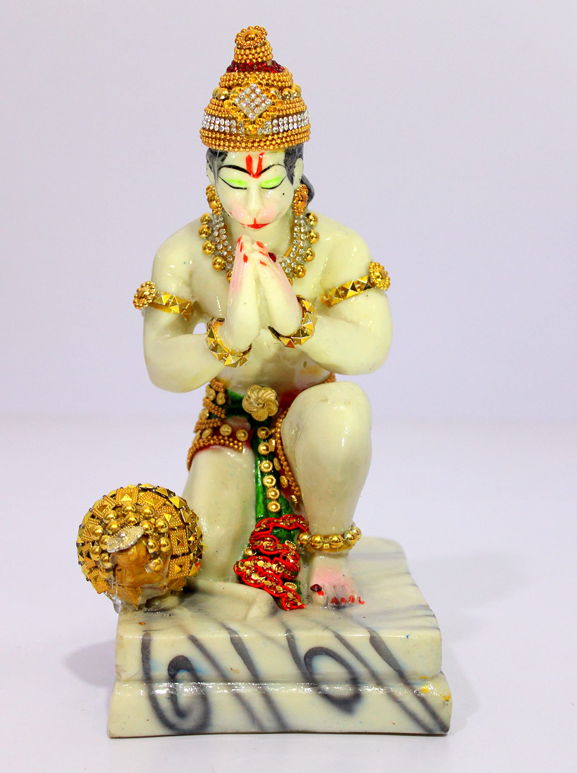 Esplanade White Resin Hanuman Anjaneya Pavan Putra Murti Moorti Idol Statue Sculpture - 8.5" Inches - /Multi | Pooja Idols | Home Decor