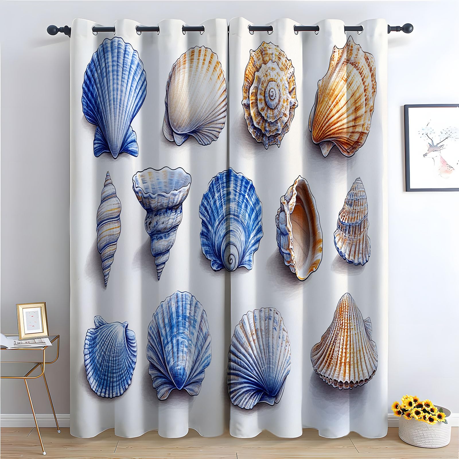 Rideau Mer Océan Isolant Anti Froid Cuisine Rideaux de Fenêtre Polyester Moderne 180x100