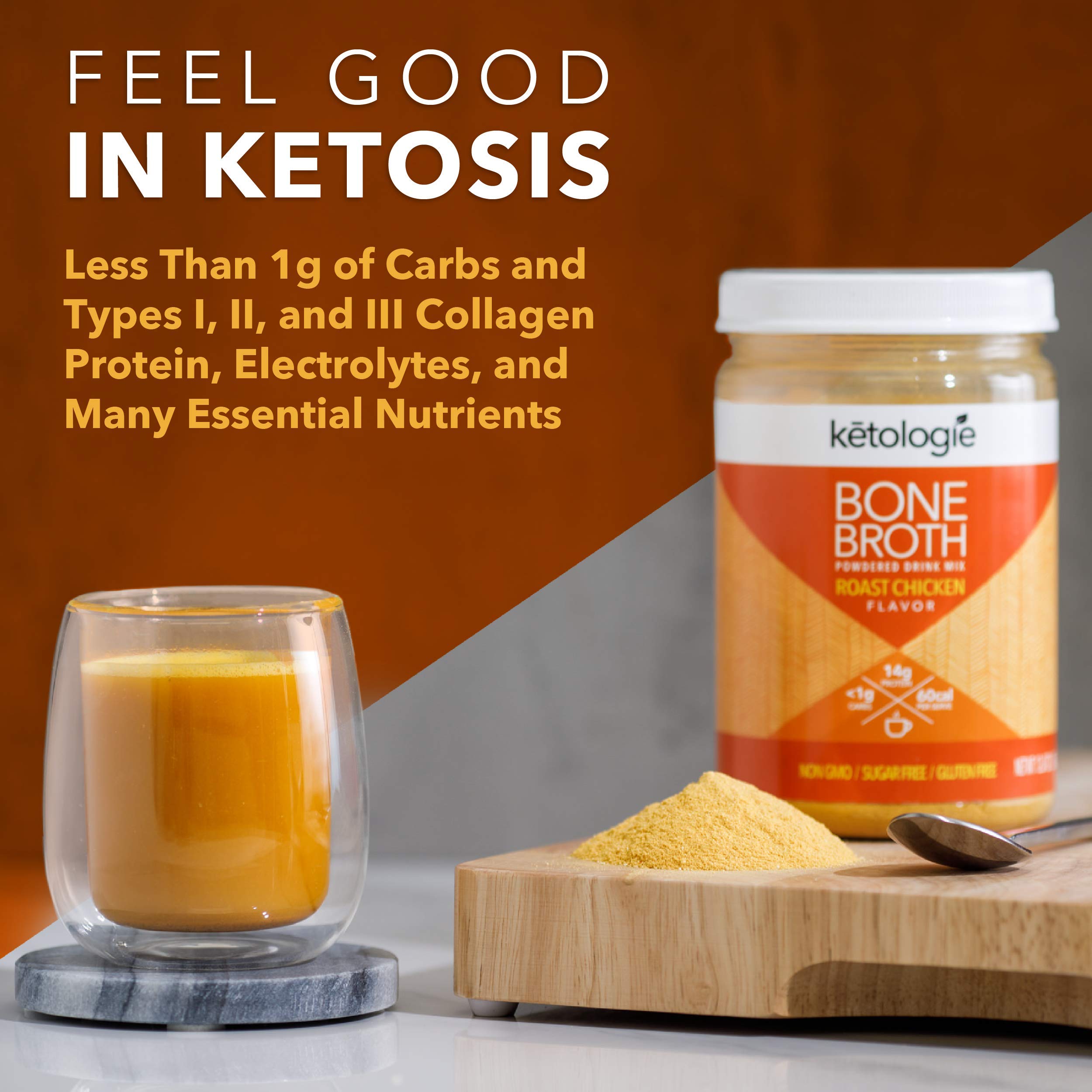 Buy Ketologie Hydrolyzed Bovine Collagen Bone Broth Powder GrassFed