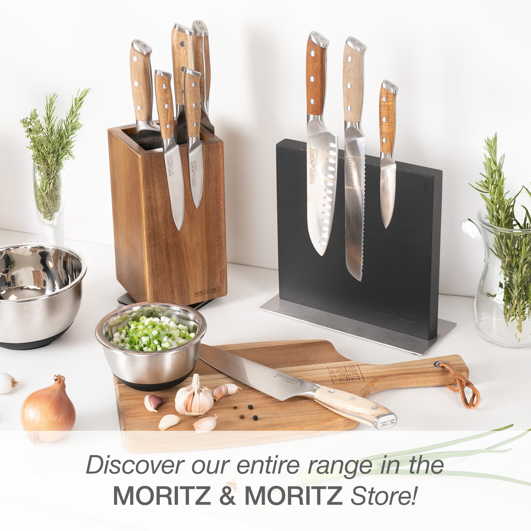 Moritz & Moritz Magnetyczny blok na noże, czarny, magnetyczny uchwyt na noże z mocnym chwytem, solidny uchwyt na noże do kuchni, nowoczesny i zajmuje mało miejsca, blok na noże bez noża
