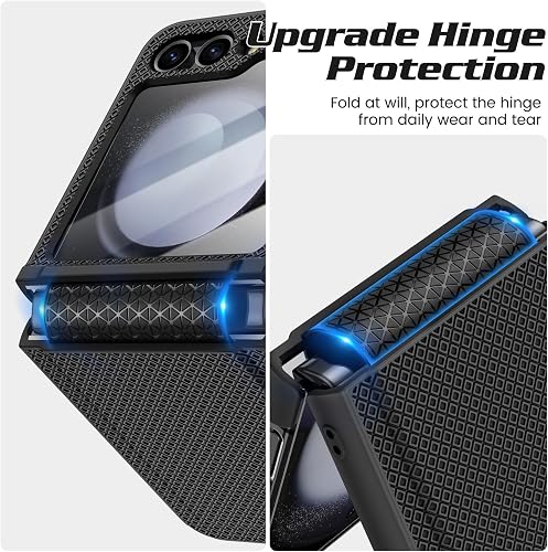 Doeshine for Samsung Galaxy Z Flip 5 Case with Hinge Protection, Black - 7