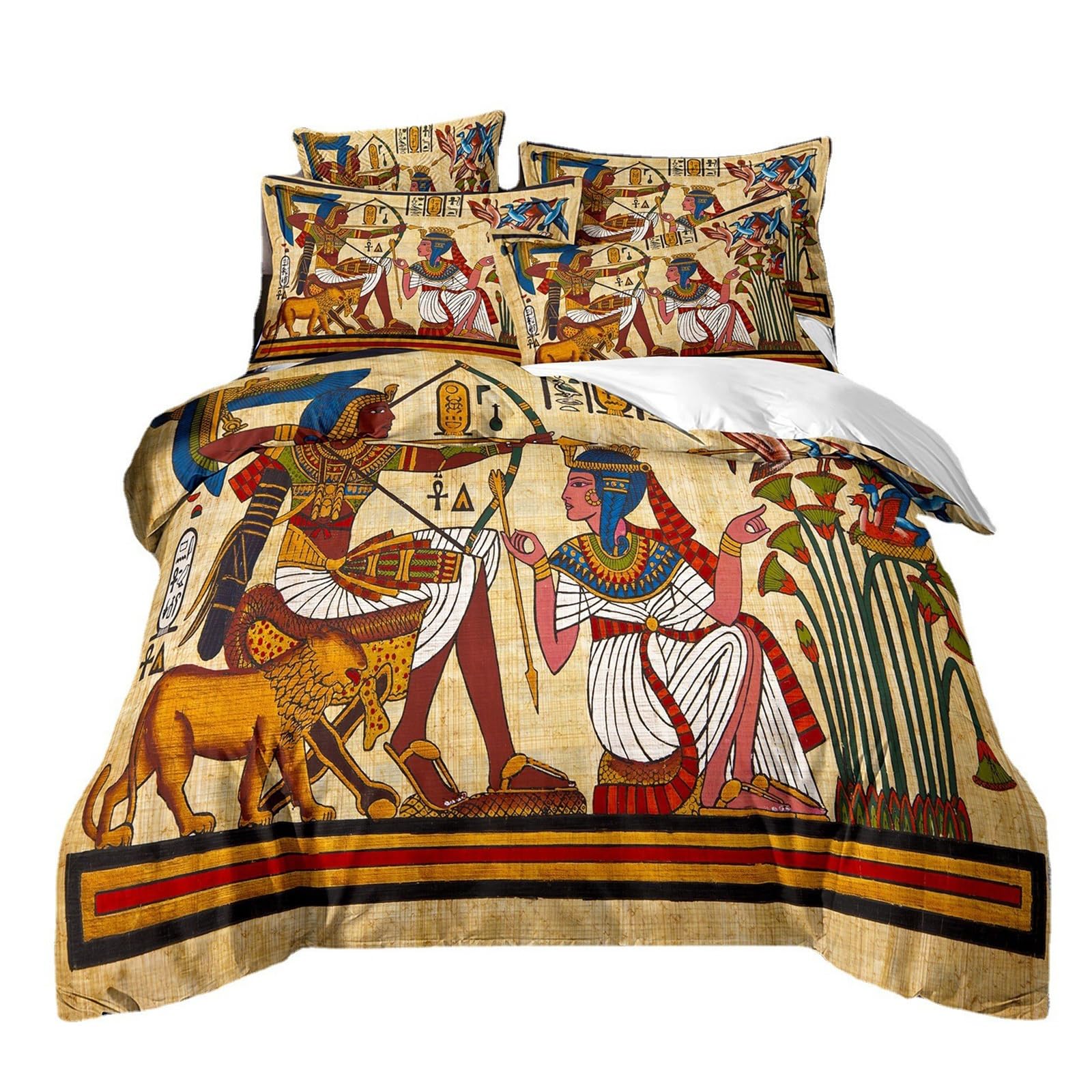 ZYWMZJ Bedding Sets 3D Printed Ancient Egypt Theme Duvet Cover and Pillowcases for Teen Bedroom(King(220x240cm))