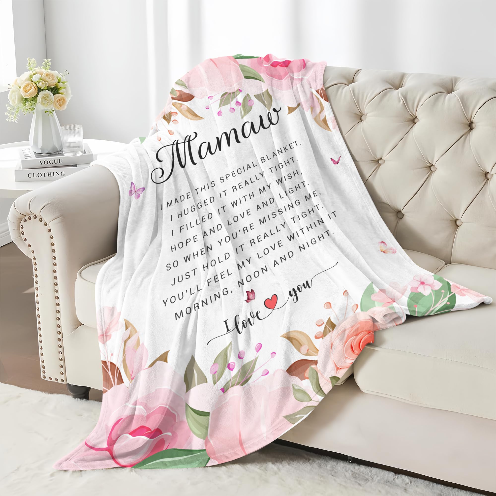 Mamaw Gifts, Gifts for Mamaw Blanket, Mamaw's Birthday Gift from Grandchildren Grandkids, Best Mamaw's Ever Gift for Grandma Retirement Throw Blanket 60x50 Inch