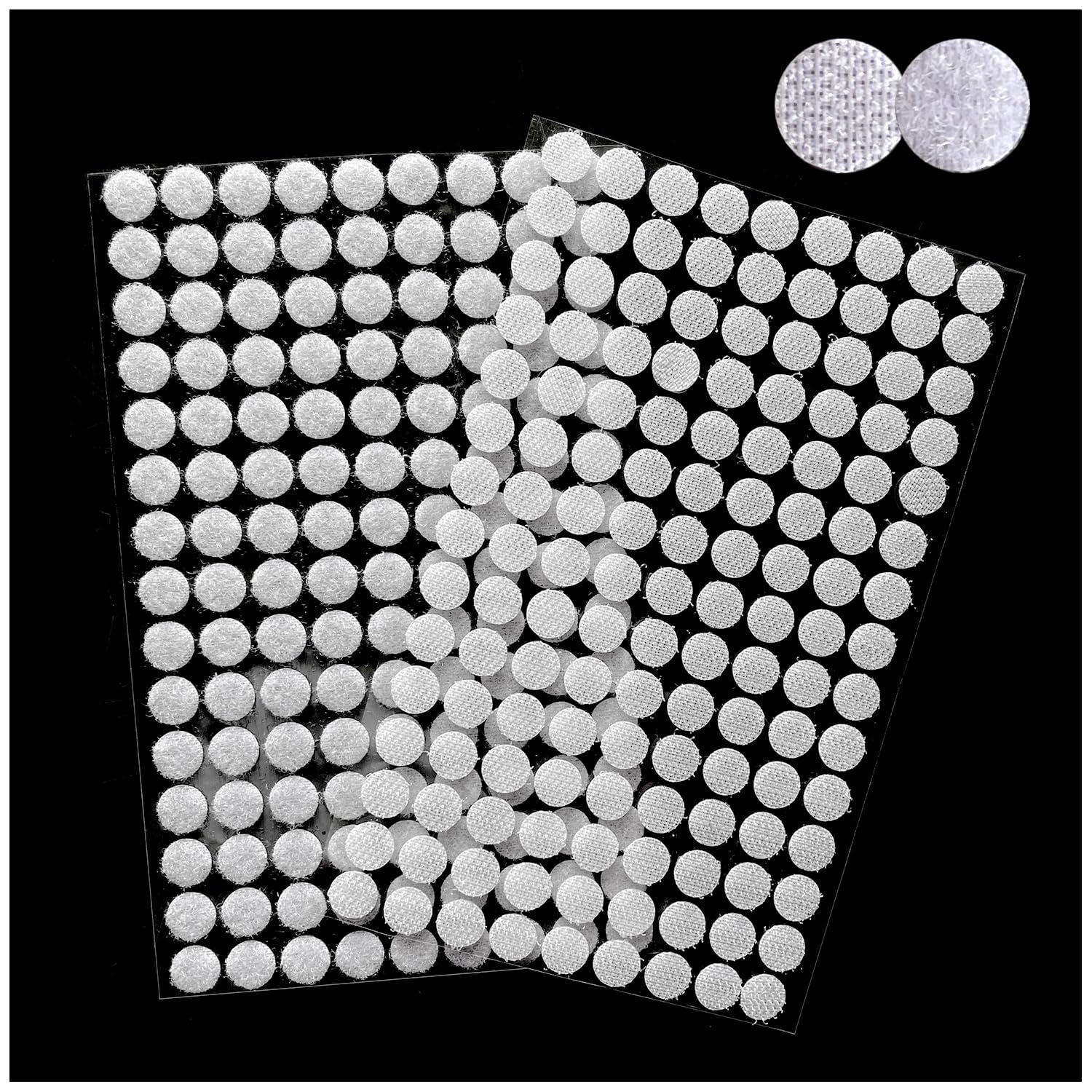 Klettpunkte Selbstklebend Starke Haftung Wiederverwendbare selbstklebende für Kunsthandwerk Glas Leder Metall verschiedene Oberflächen (135 Paare Weiß,10 mm)