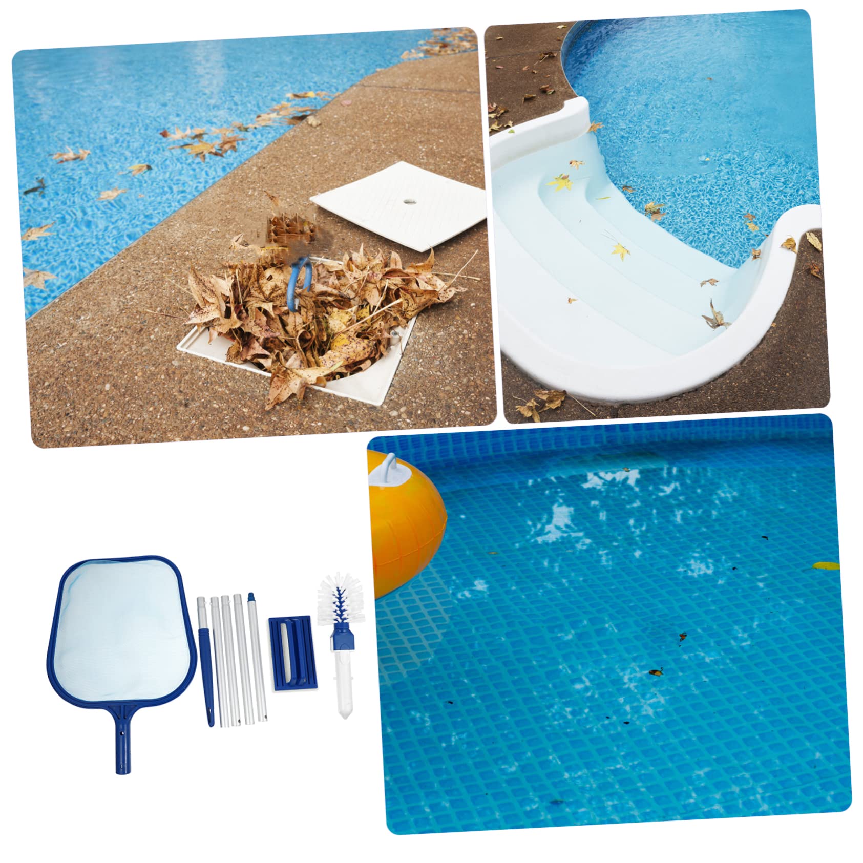 Didiseaon Kit de Skimmer de Piscina 1 Juego Plástico Azul Mango | Red de Malla Delicada, 5 Secciones Desmontables, para Piscina y Spa, Ligero, Filtra Partículas