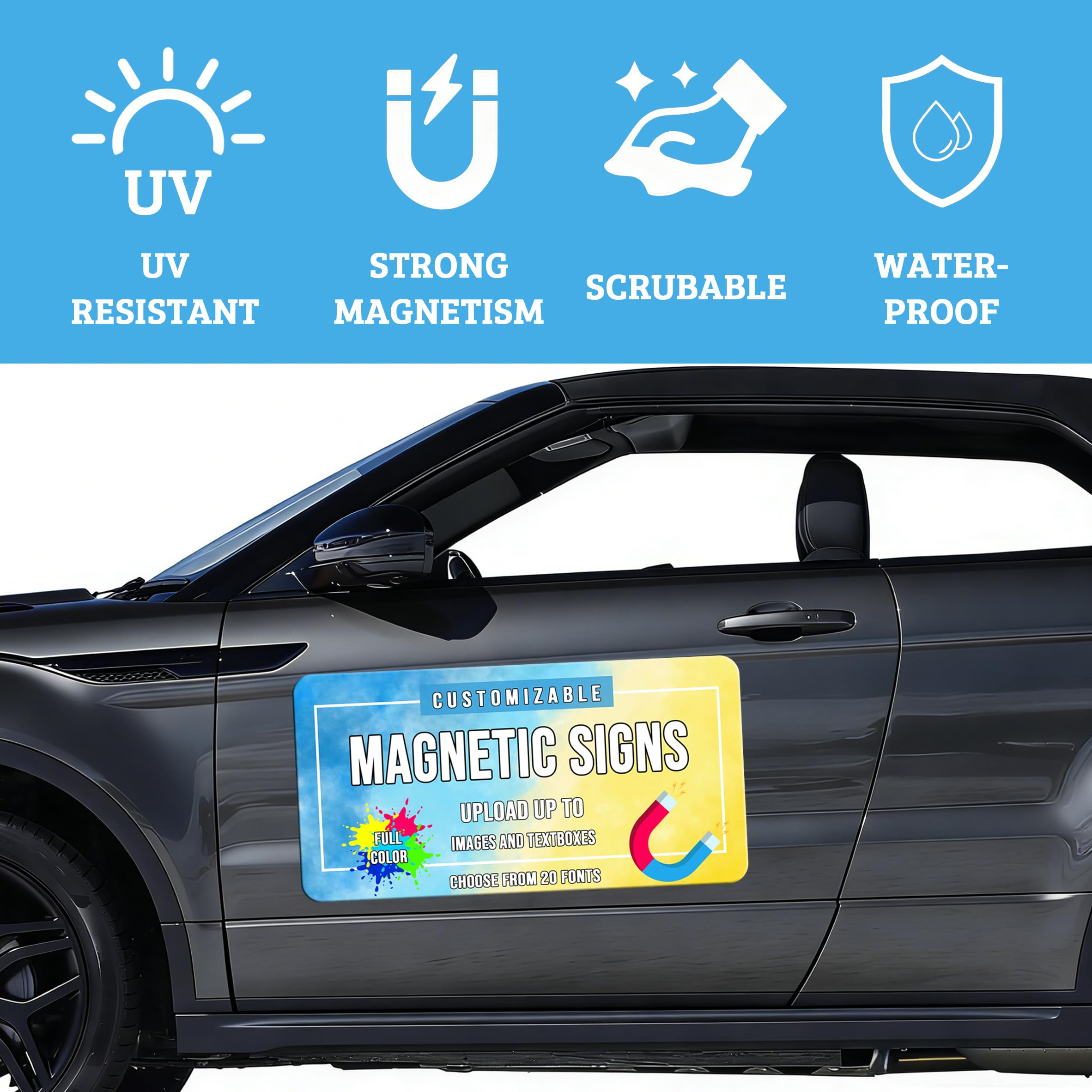 Autocollants magnétiques personnalisés, Aimant de Voiture avec Texte/Logo/Image, Résistant Intempéries Réutilisable - 30 x 30 CM - 4