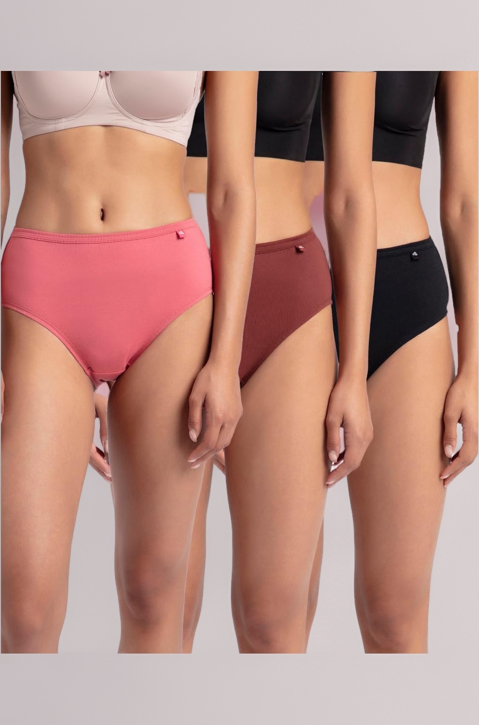 1406 Women's High Coverage Super Combed Cotton Mid Waist Hipster with Concealed Waistband and Stay Fresh Treatment (Pack of 3_Colors & Prints May Vary)