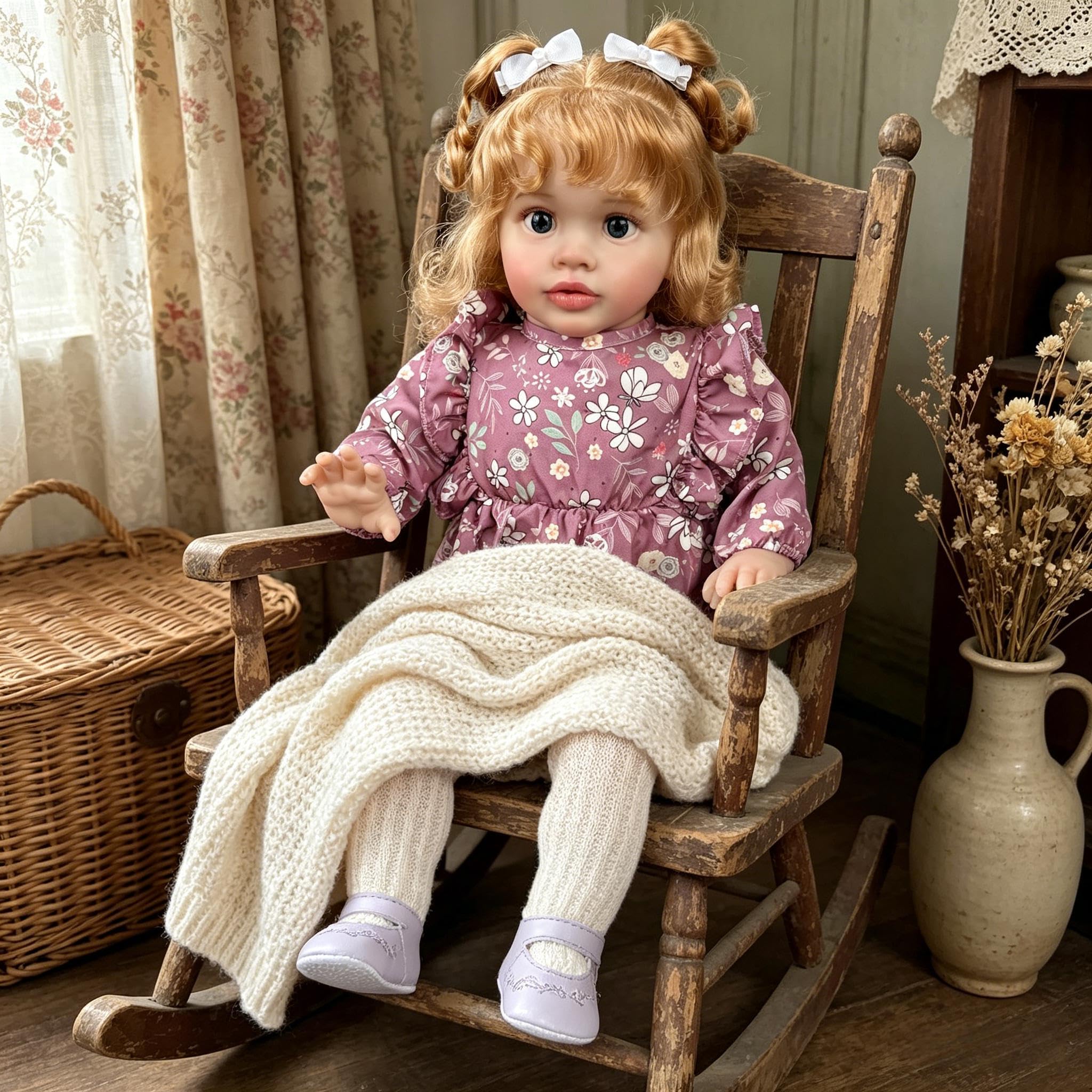 Duży rozmiar Reborn Baby Dolls Pippa 66 cm Realistyczne Reborn Maluch Lalki Dziewczyna z Blond Kręcone Włosy Realistyczne Maluch Baby Doll Ważona Miękka Tkanina Body dla dzieci