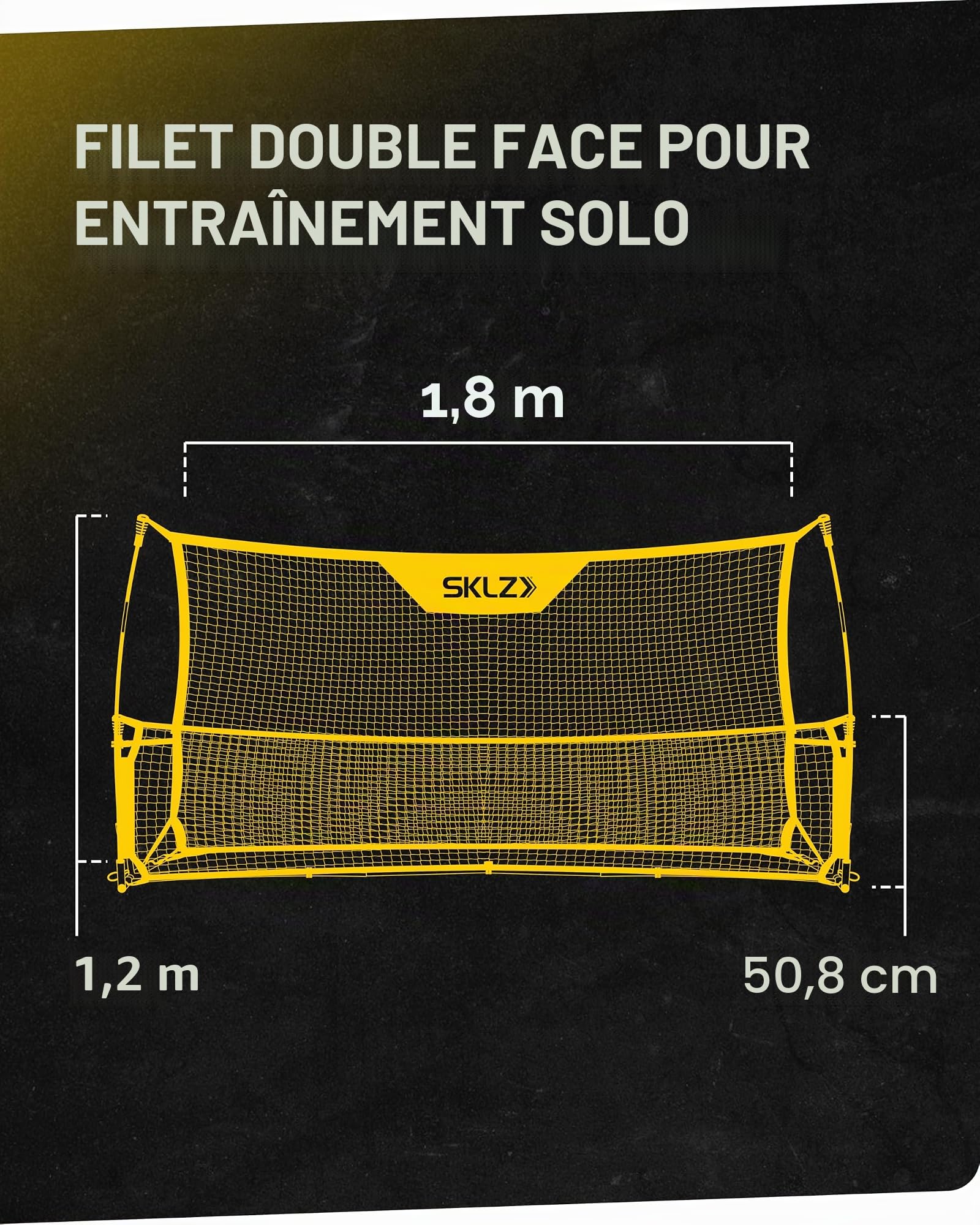 SKLZ Quickster Soccer Matériel d'entraînement à la maîtrise du Ballon, Matériel de Formation au Football, Améliore Le Contrôle et la Passe, Noir Jaune, 6ft x 4ft