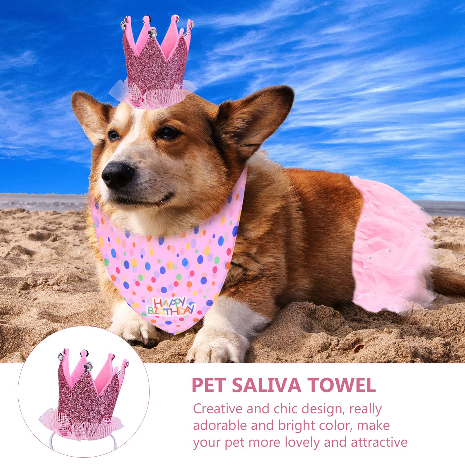 POPETPOP 9pièces Costume Anniversaire pour Chien Ensemble avec Chapeau Jupe Et Bandana pour Fête Anniversaire