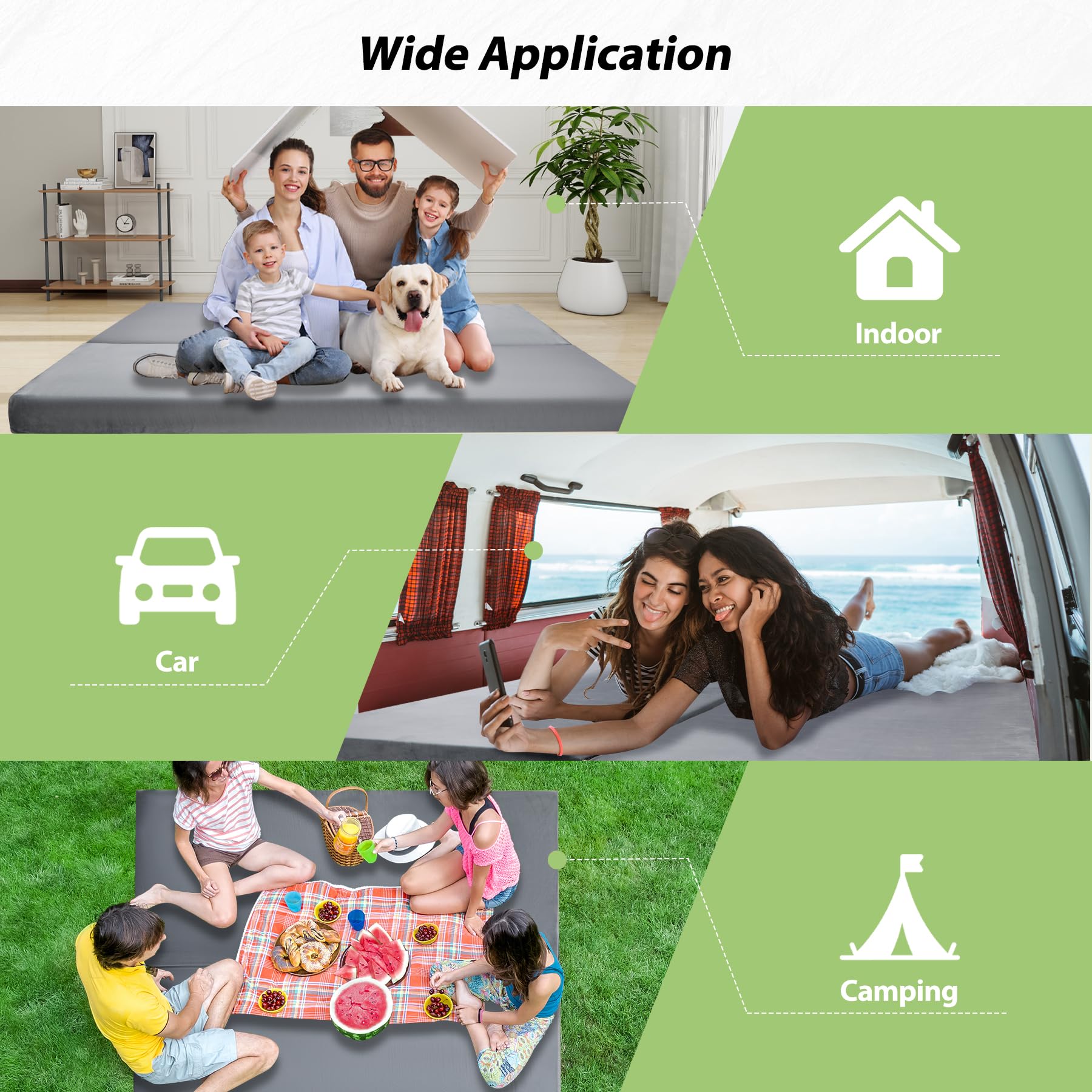 REDCAMP Foldable Memory Foam Camping Mattress, Portable Roll Up Mattress Single with Zipper, Futon Mat Sleeping Pad for Floor Car Tent Indoor Outdoor