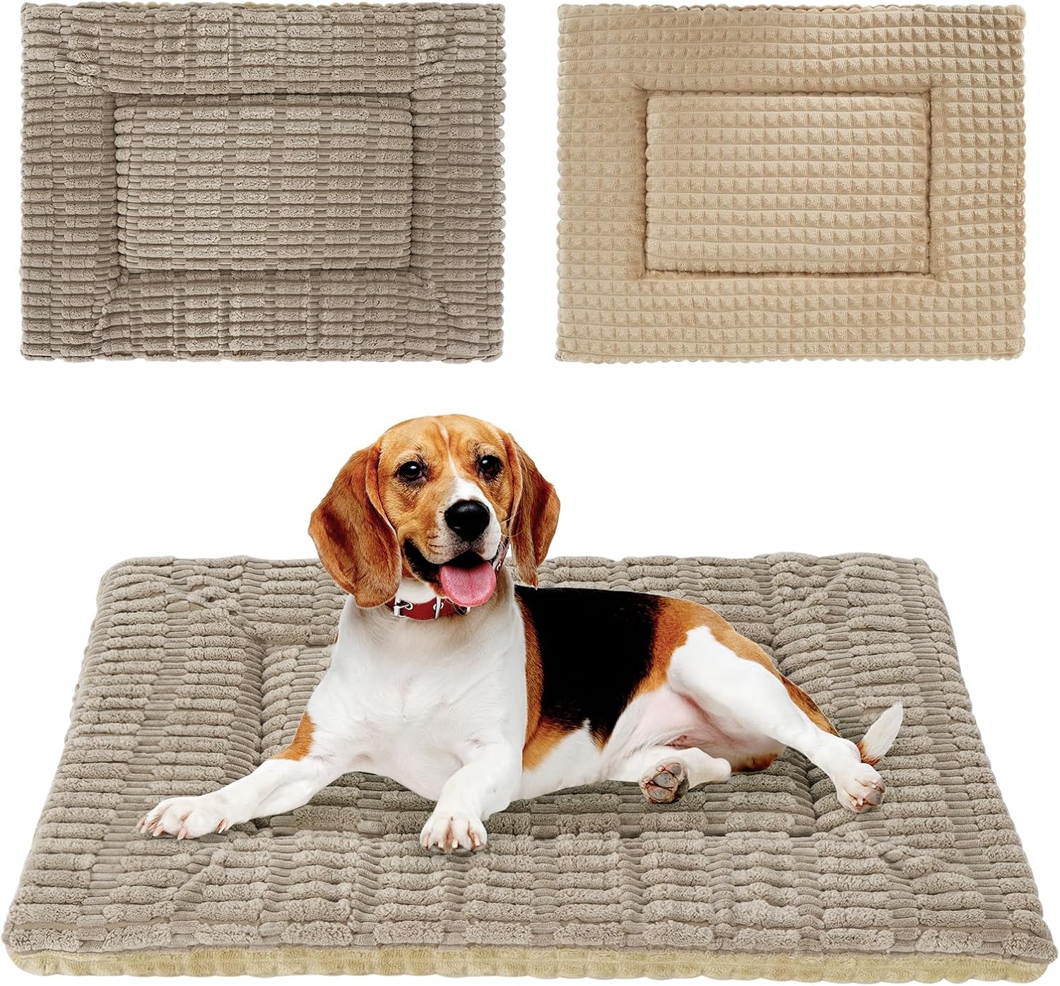 IEUUMLER Memory Foam Colchoneta para Perros y Gatos Cama, Cojín para Mascotas Suave cálido Lavable y Duradero de Doble Uso, Colchón para Perros Grandes y Medianos FC020 (Khaki,75x50cm)