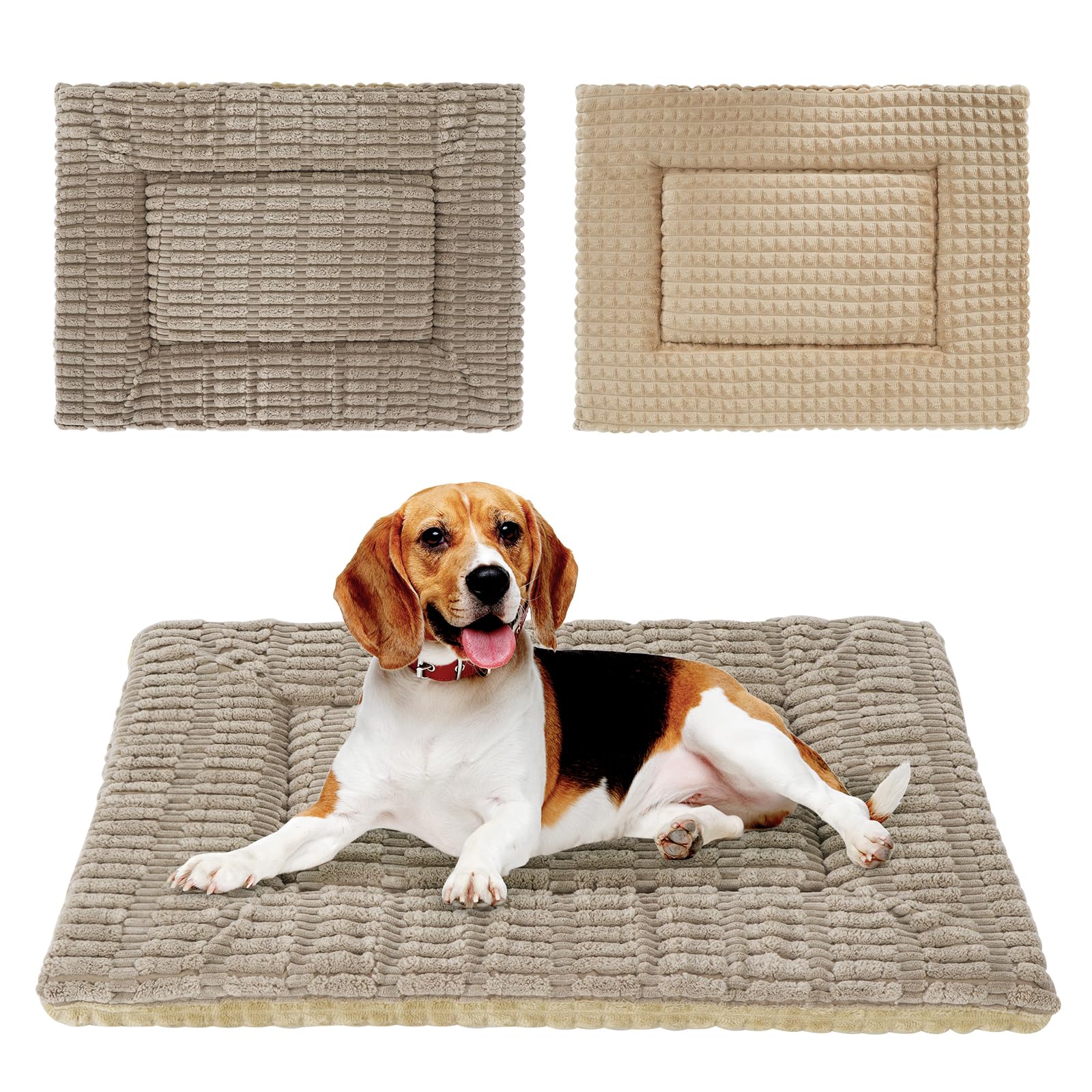 IEUUMLER Memory Foam Materasso per Cani, Cuscino per Cane Gatto, Pelosa Morbida Lavabile Doppio Uso Materasso per Grande Medio Piccolo Cani Gatti FC020 (Khaki, XL-100x80cm)