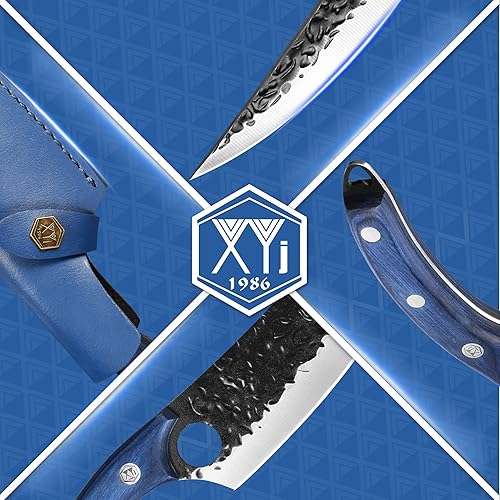 Miniatura 6 de XYJ Cuchillos de cocina de corte de espiga completa para cortar carne, pescado vegetal, acero inoxidable, cuchillos de carnicero para acampar con