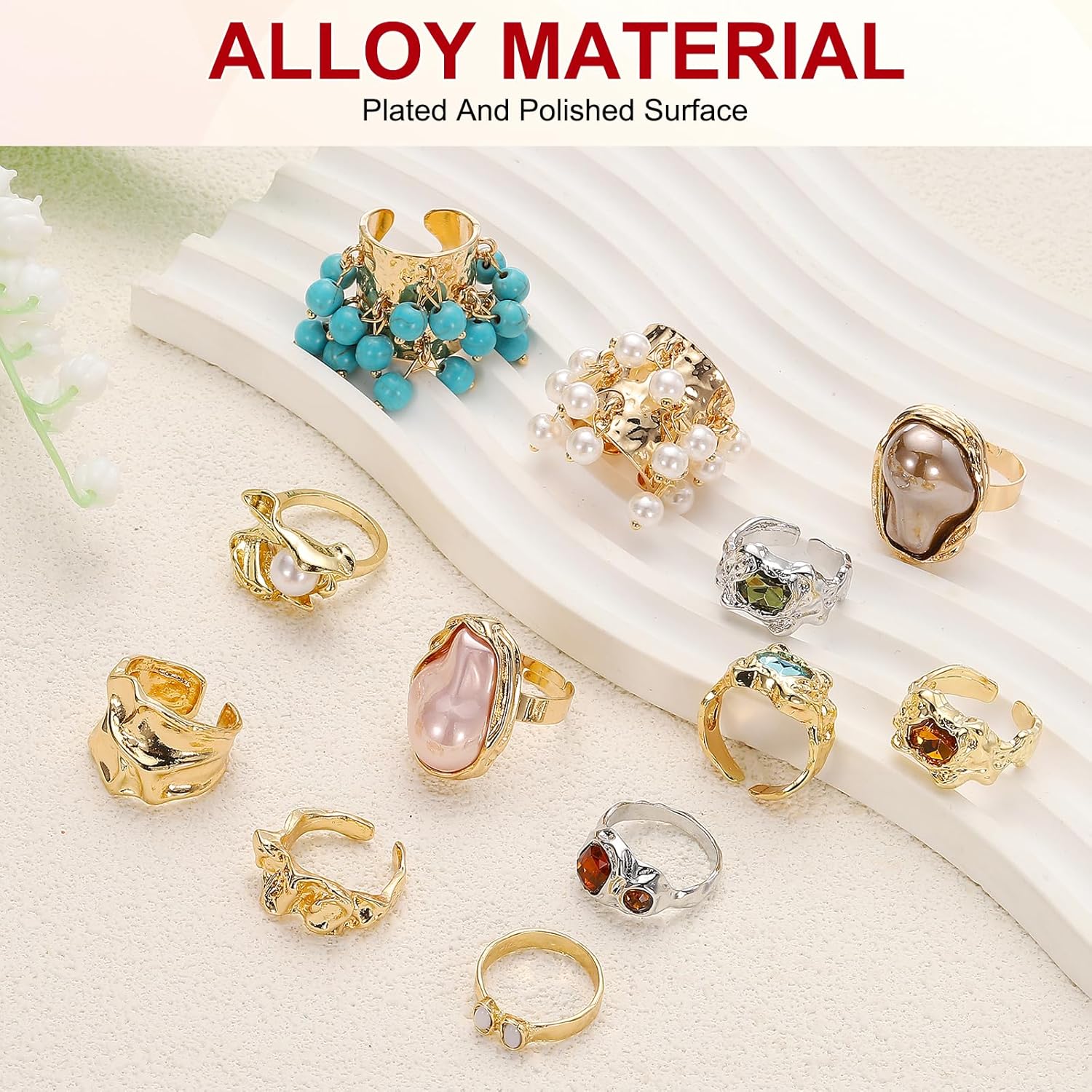 MECCANIXITY Western Ring for Women Adjustable Beaded Tassel Ring Open Vintage Statement Stacking Jewelry - Image 3