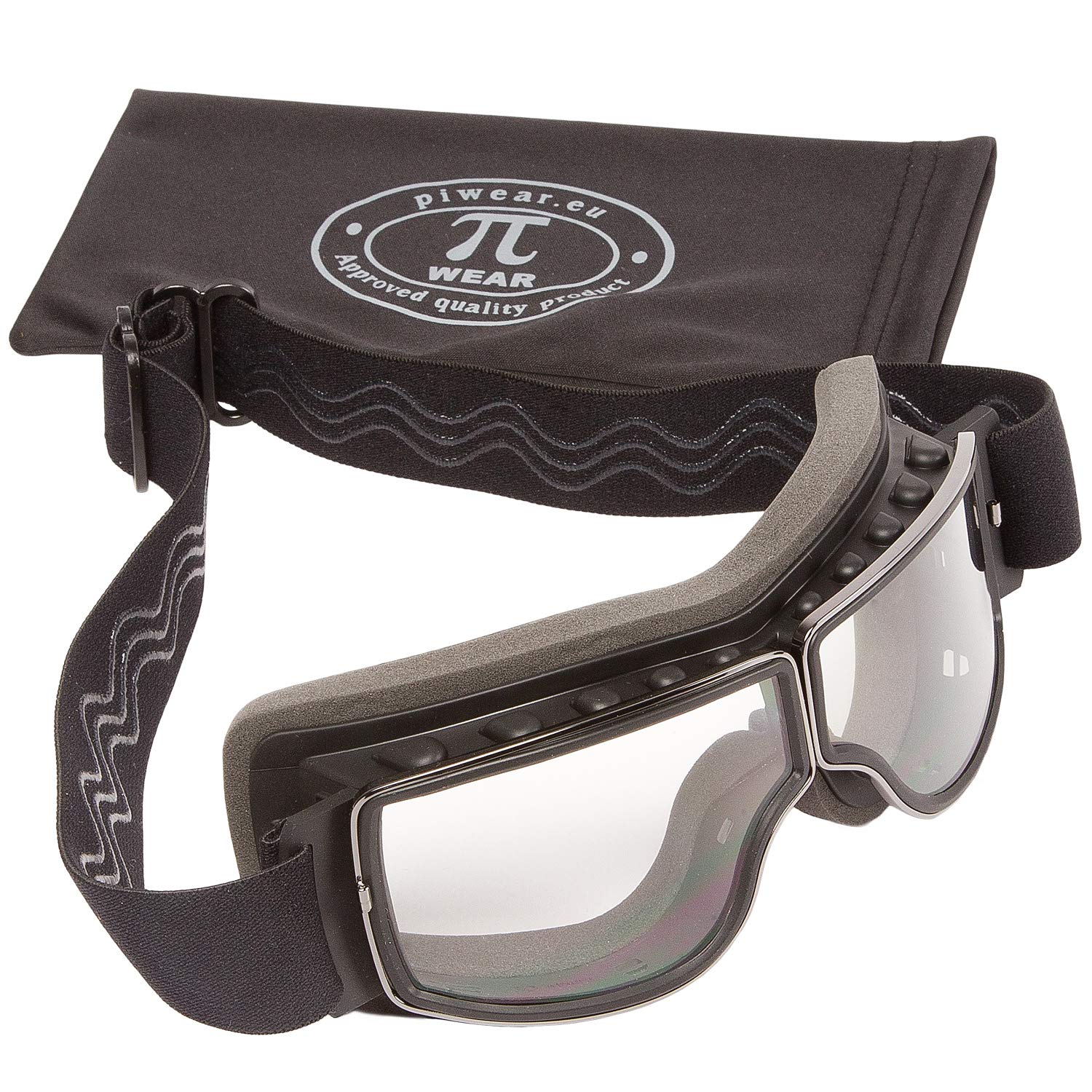 PiWear Nevada klar selbsttönend | retro Motorradbrille für Brillenträger Überbrille Schutzbrille für Oldtimer winddicht UV400