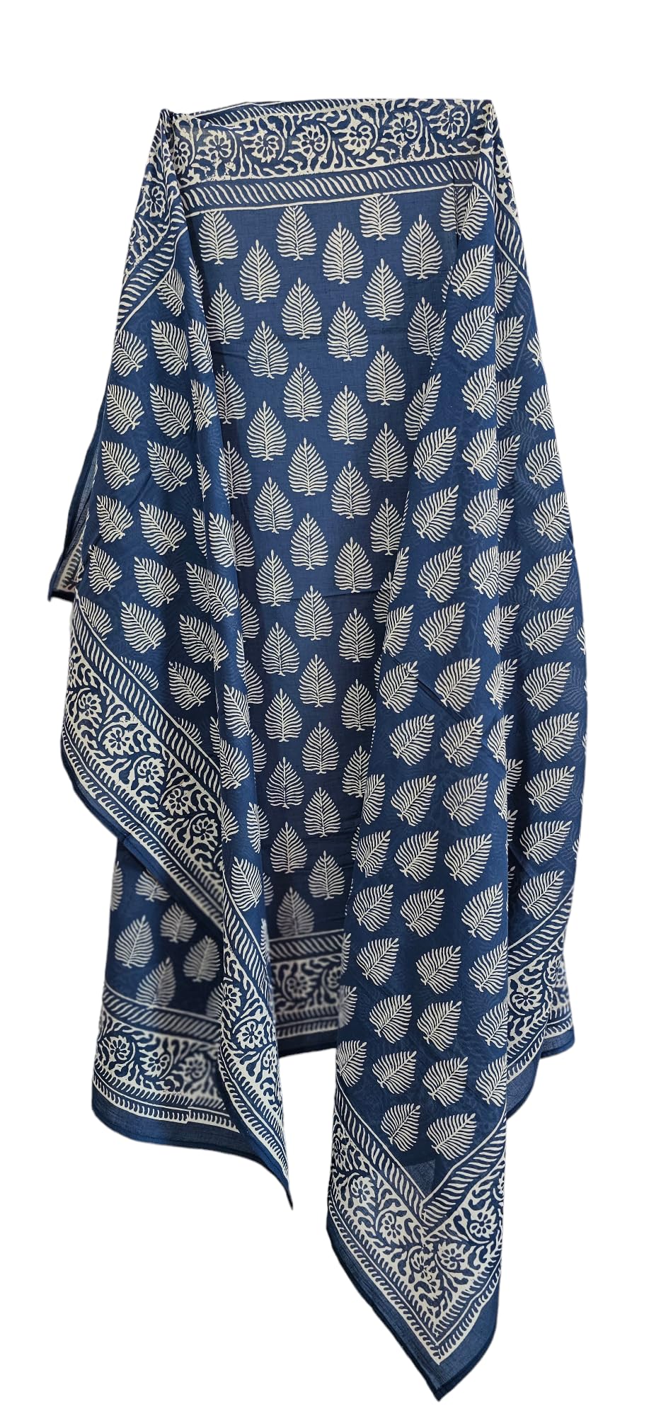 Indianhandicrafts Women's Blue Color Handblock Print Sarong, Bikini Cover Pareo Hand Dyed Scarves Indian Handblock Print Scarves,Stole Size 44X72 Inch Ss01