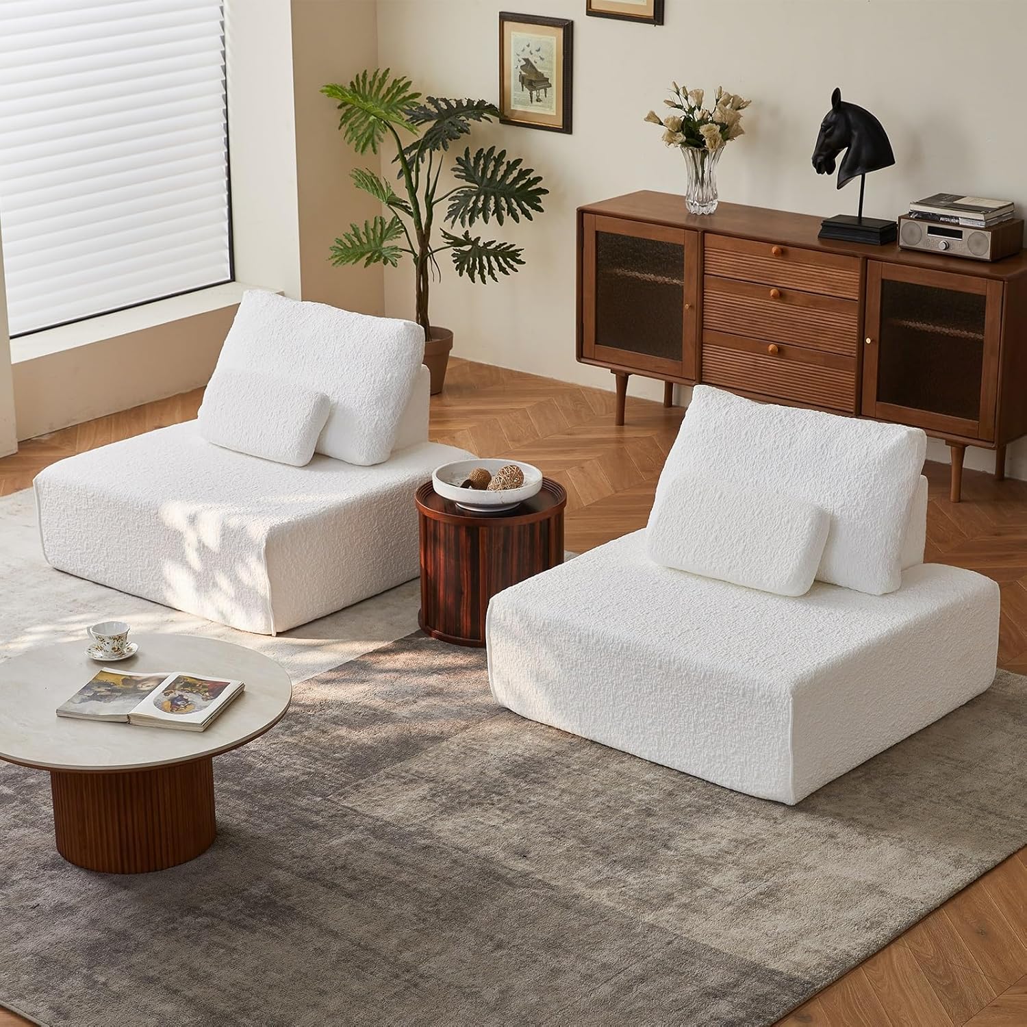 80" White Loveseat Sofa for Living Room, Comfy Cloud Couch Deep Seat Chenille Modern 2 Seater Small Sofa with Thick Cushion, No Assembly Required for Small Spaces