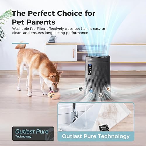 Miniatura 11 de AROEVE Purificador de aire para habitaciones grandes de hasta 1,782 pies cuadrados con proyector de estrellas, WiFi inteligente, sensor de calidad